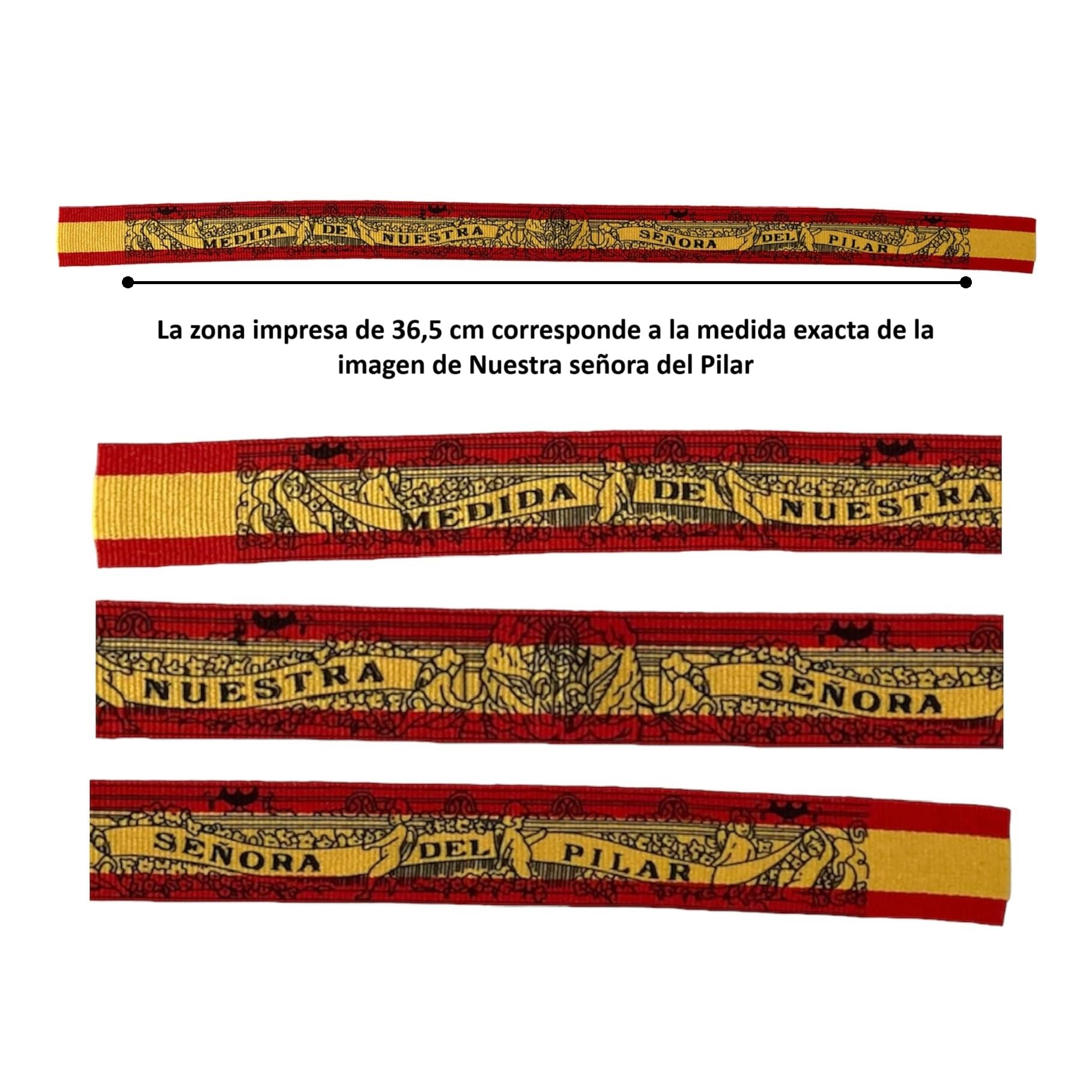 Genérico Cinta Original de la Medida de la Virgen del Pilar. Pulsera Bandera España Nuestra Señora del Pilar.