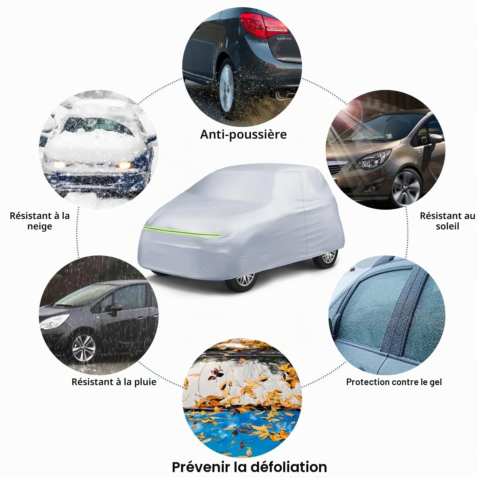 Couverture de Voiture Remplacement pour Aixam City/Coupe/MINAUTO/Crossover/Crossline 2007-2025, Housse Bâche Voiture Garage Complet étanche Bandes Réfléchissantes, Protection Anti-UV, Argent