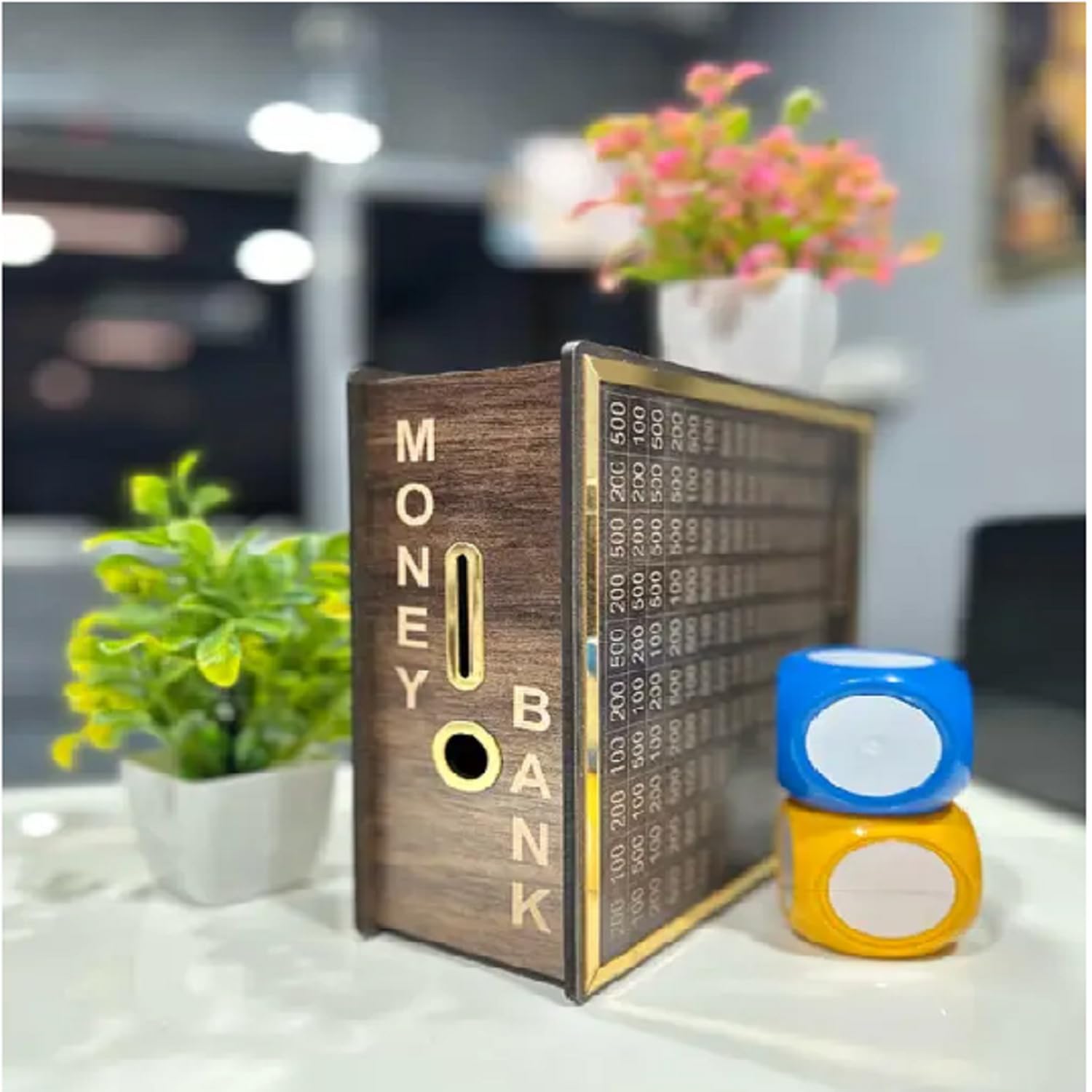 Campfire Wooden Ply Money Bank for Kids and Adults | 4mm Heavy Duty Ply Wood Durable Coin Saving Box Piggy Bank for Home Decor and Financial Organization (Brown, Round) 2
