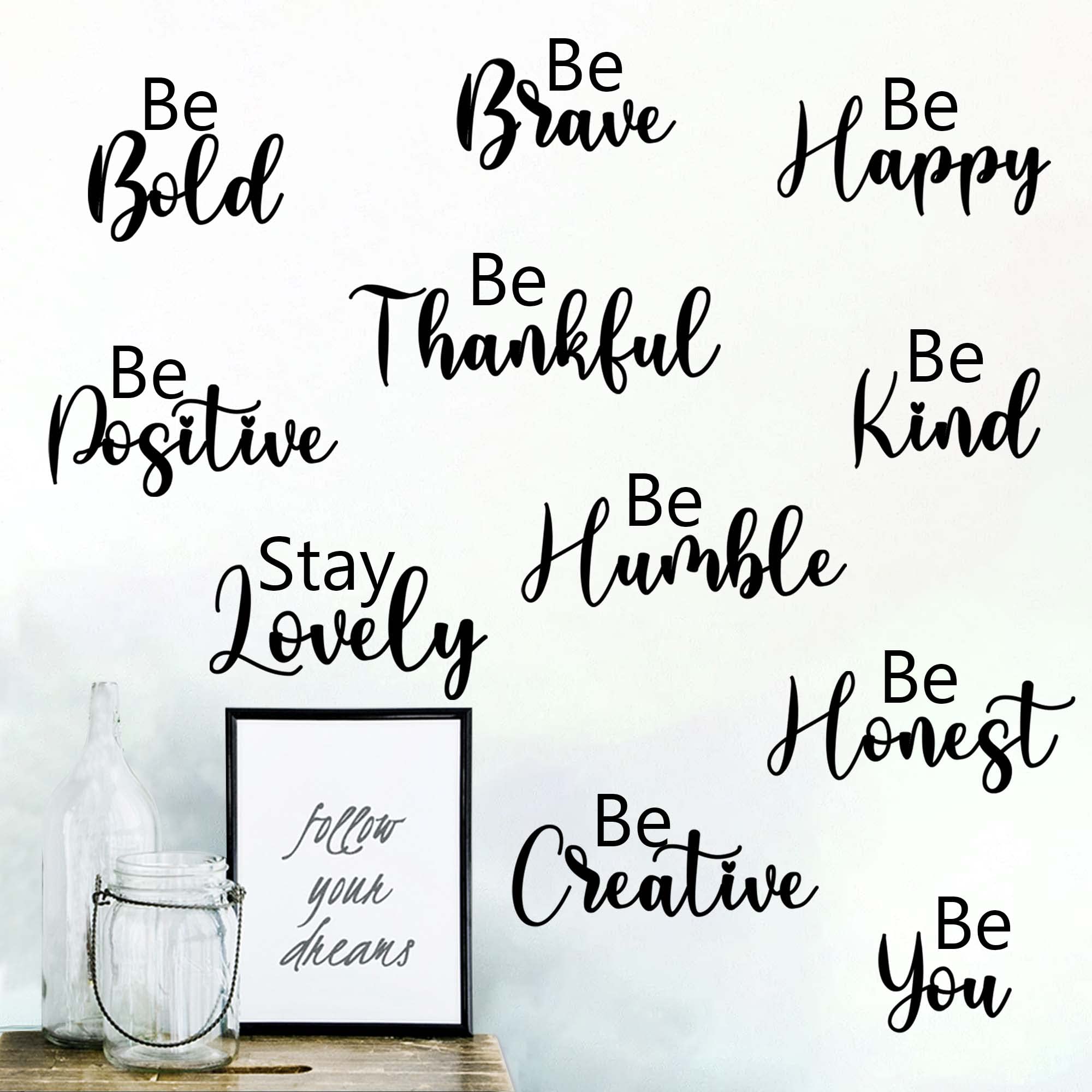 SinekongInspirational Wall Decals Quotes Motivational Sayings Wall Stickers Positive Quotes Lettering Wall Decor Stickers for Home Bedroom Library School Classroom Office Family Wall Art Decoration
