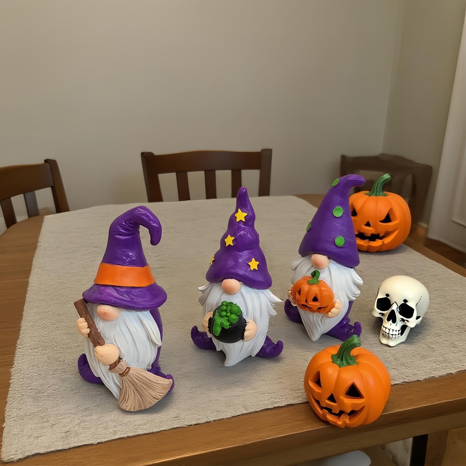 Genérico Gnomos Decorativos para el Hogar 3 Piezas de Figuras Halloween | Gnomos de jardín de resina para decoración del hogar, segunda casa, cocina y oficina