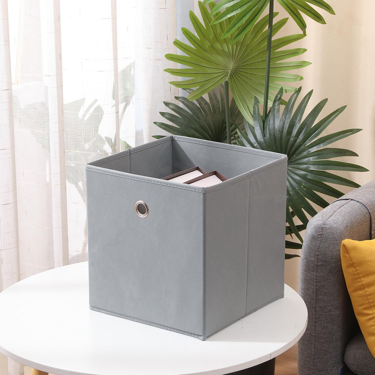 Homullel Foldable Storage Cube Boxes Set of 4, Storage Unit Box with Eyelet - Image 3