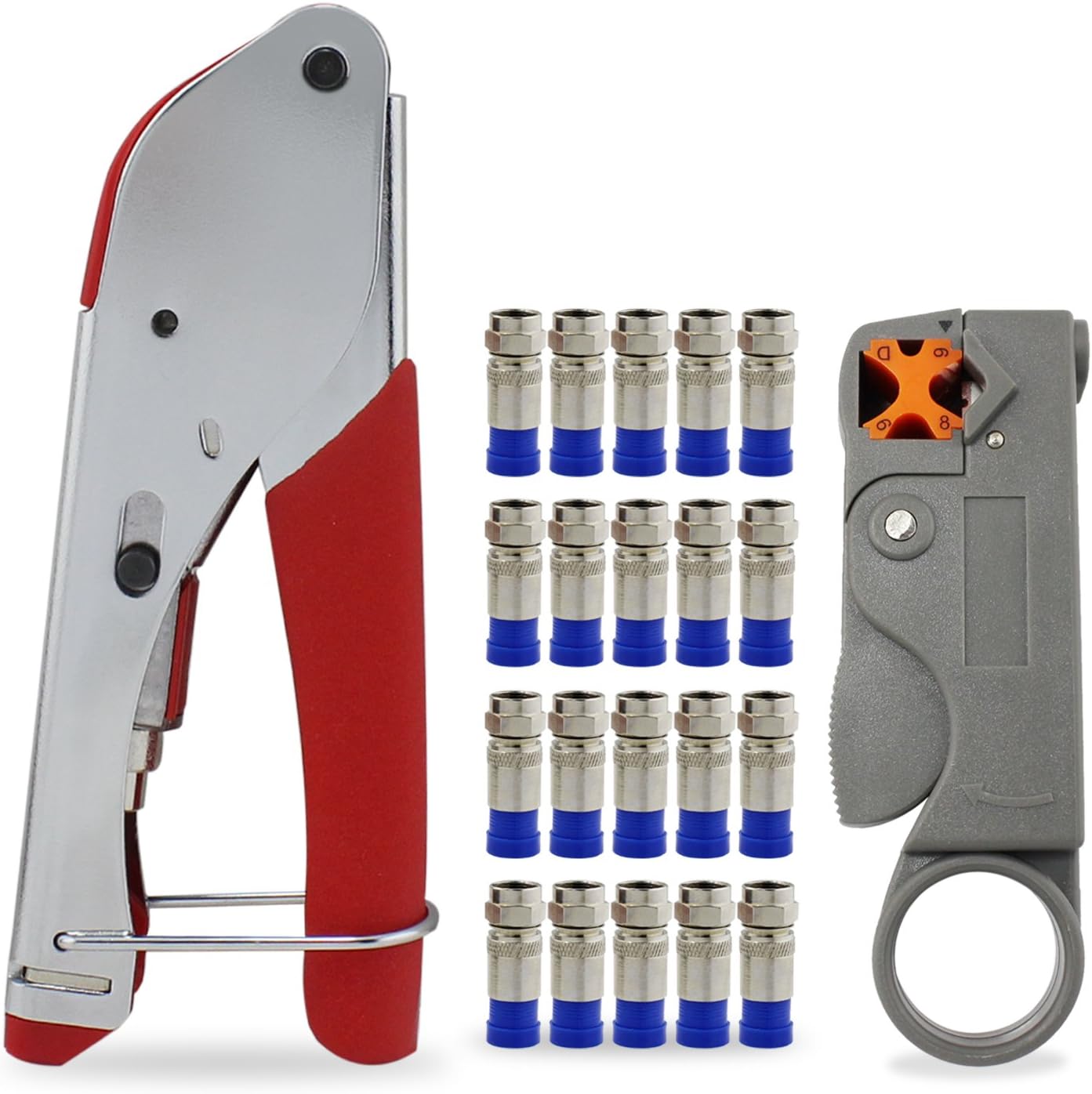 4 in 1 F Connector, Coaxial Compression Installation Flaring Tool, Coax Crimping Wire Stripper