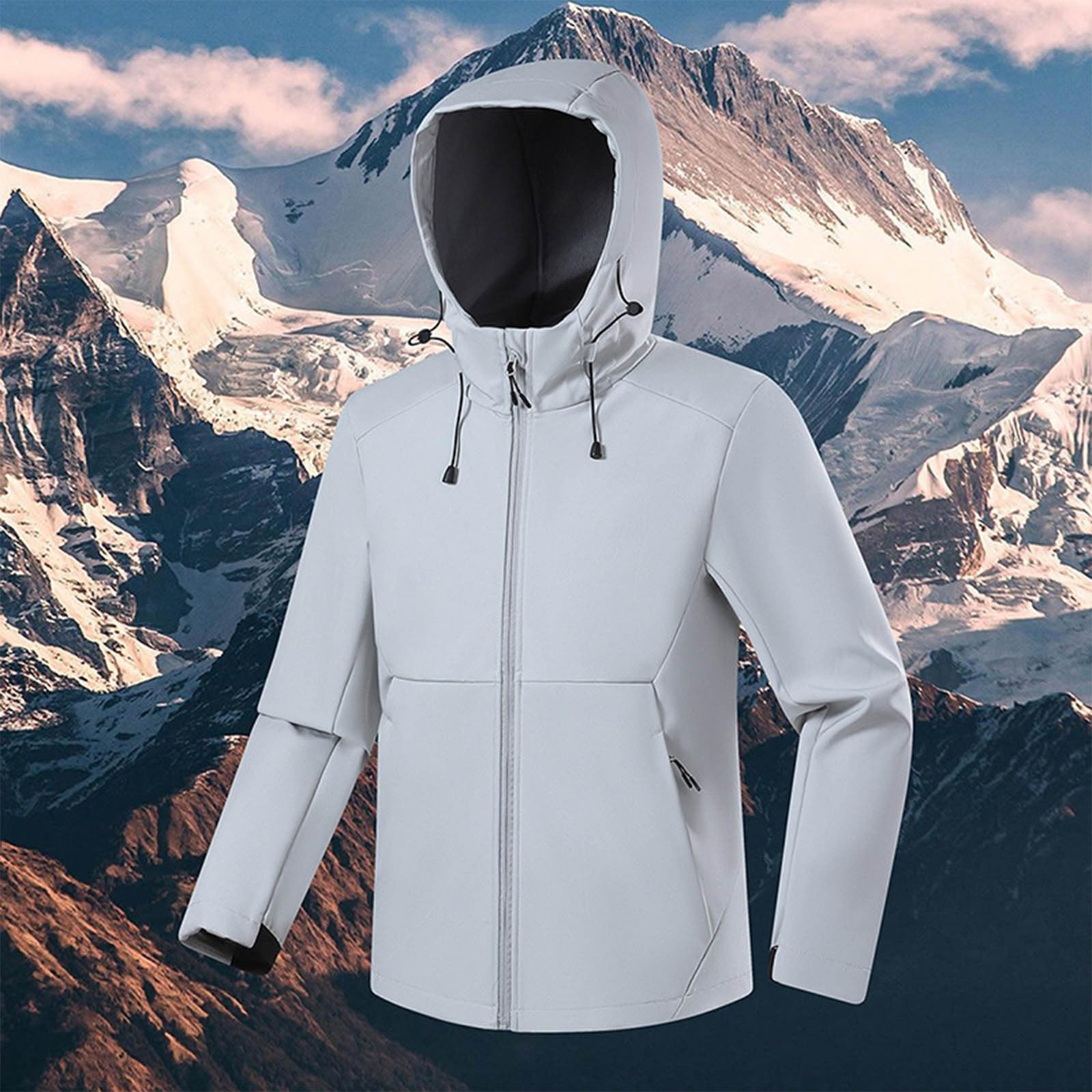 HAOLEI 2025 Chubasquero Hombre,Chaqueta Softshell Exteriores para Hombres y Mujeres Cortavientos Impermeable con Cremallera y Capucha Abrigo Impermeables de Senderismo Acampada Marcha Exteriores