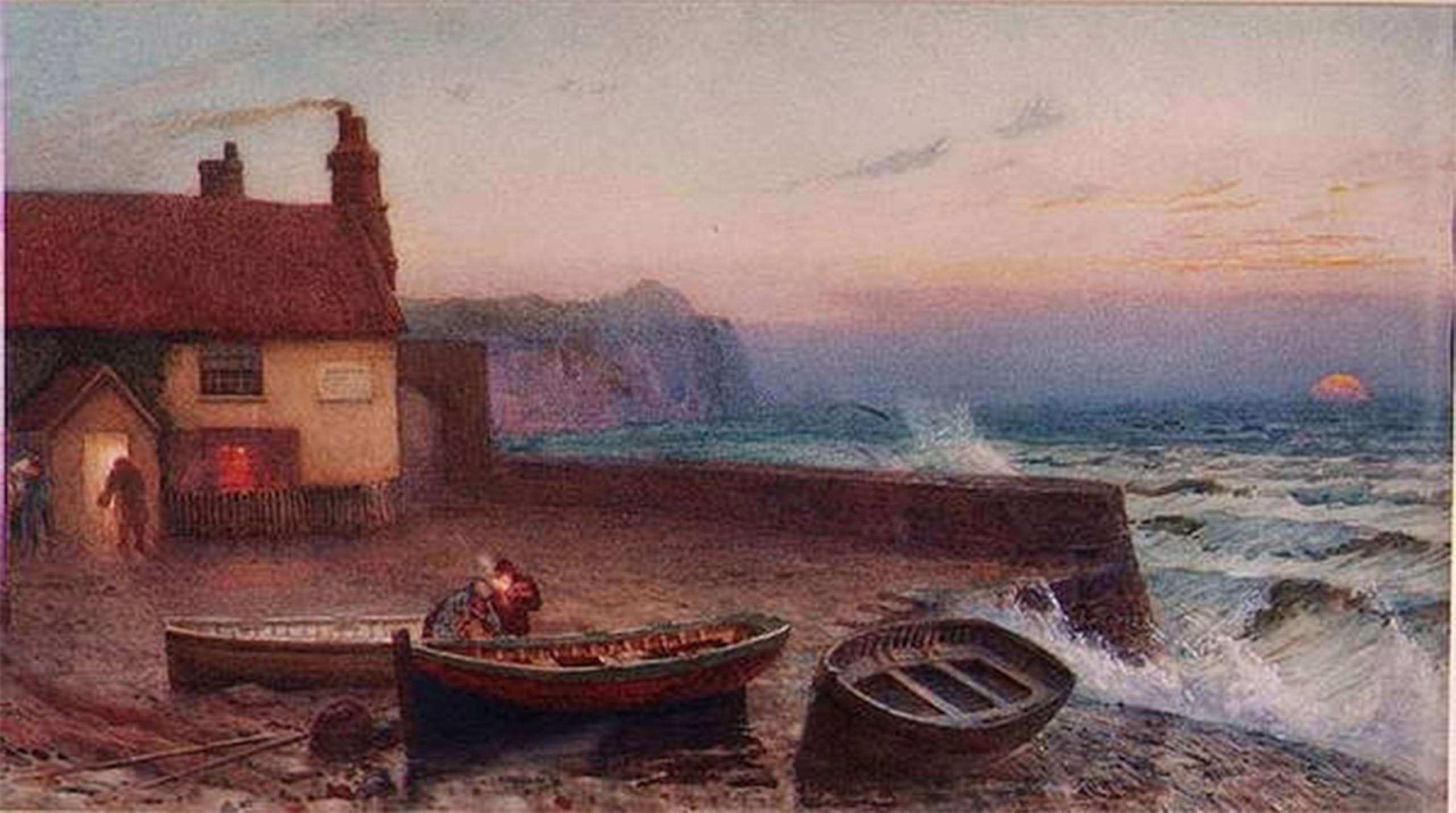 POSTERIIk Vintage Classic Picture Landscape Artwork Sandsend Whitby by Edward Frederick Brewtnall Portrait Canvas Painting for Office Home Decor 60x90cm