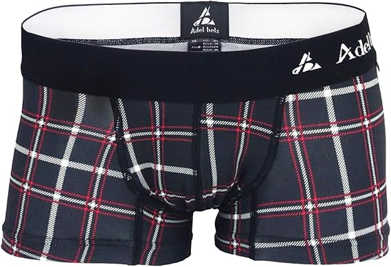 Amazon Adelbelz アデルベルツ ボクサーパンツ メンズ 極上の履き心地 高級ブランド 日本製 ナイロン ローライズ 男性下着 ツルツル 人気 誕生日 プレゼント Deep Plaid ブラック M ボクサー 通販