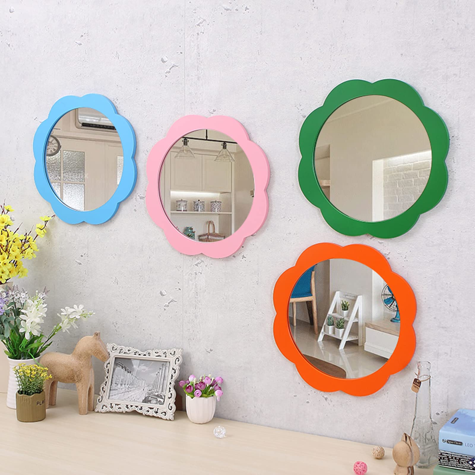 k334r120 イタリア製 ウォールミラー 木製 花柄 壁掛け鏡 112㎝ イタリア製 八角形 ウォールミラー(壁掛け鏡) 52×52cm｜おしゃれ