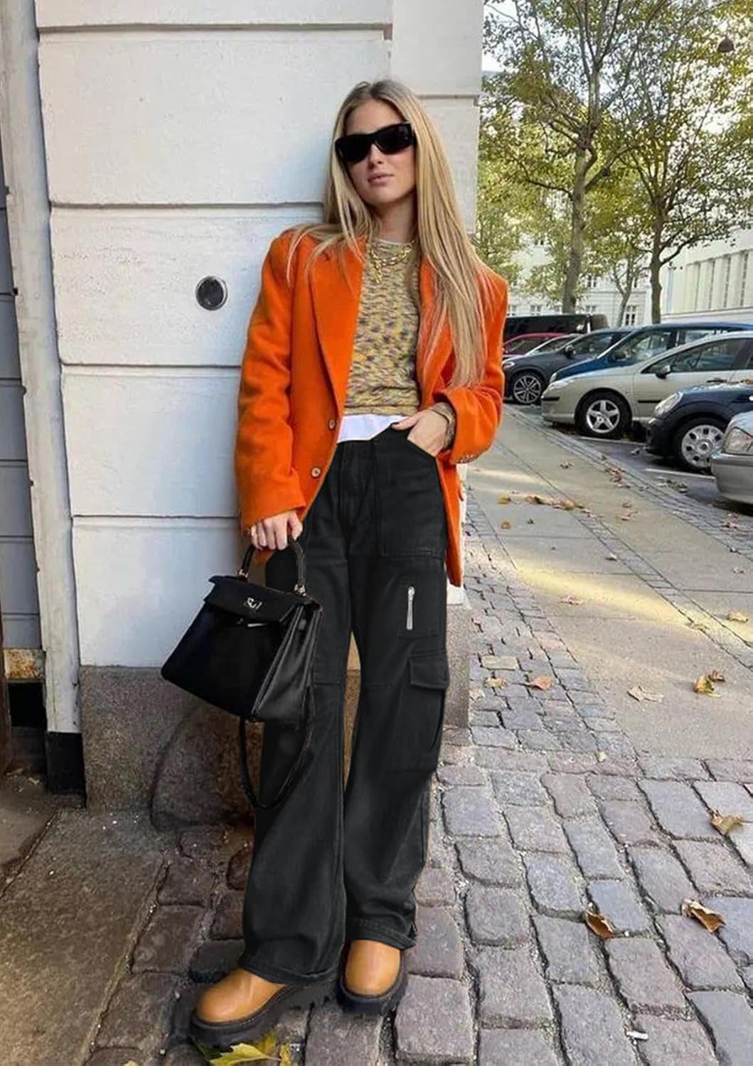 IVIR Cargo Pants Women High Waist Wide Leg Casual Pants with 7 Pockets Stretchy Drawstring Baggy Y2K Trousers - Image 2