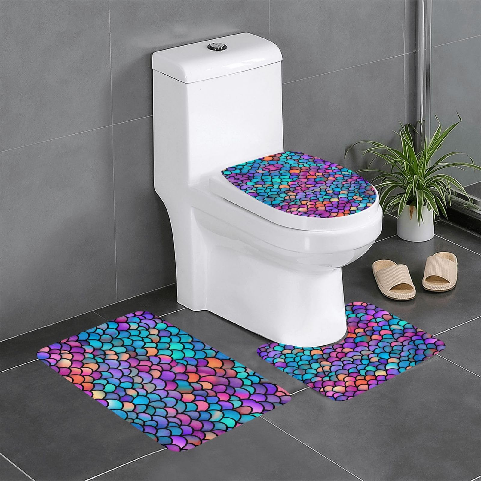 Tapis de bain antidérapants multicolores avec motif original marin
