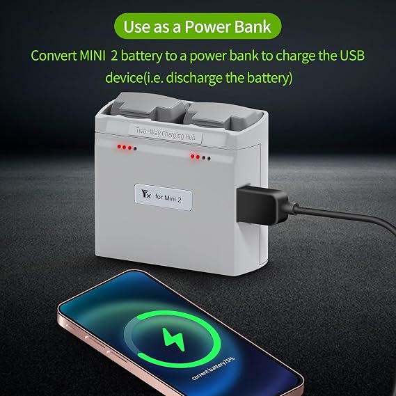Multifunction Parallel Battery Charger with Storage Charge for DJI Mini 4K/2/2 SE, Mini SE Drone, Two-Way Charging Hub, Dual Battery Accessories