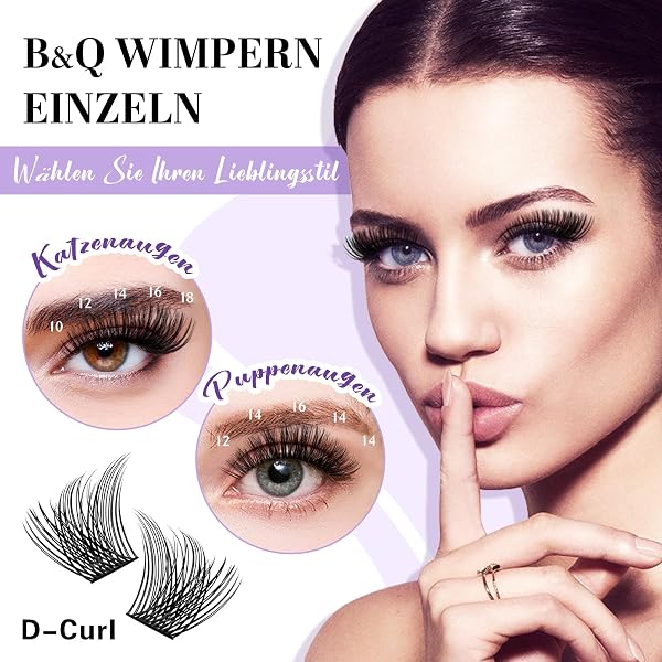 Wimpern Einzeln 208 PCS B&Q DIY Lash Clusters für Anfänger Wiederverwendbare Wimpernbüschel Einzelwimpern für Wimpernverlängerung zu Hause Individual Lashes Wimpern Extension(D-8-16MIX,B02+B02) - 3