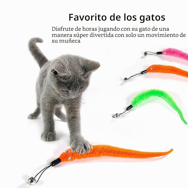 Foto 3 de 7 de Diealles [6 in 1 Retráctil Natural de Plumas Varita Gato Juguete con 5 Gusano de Plumas para Gatos y Gatitos