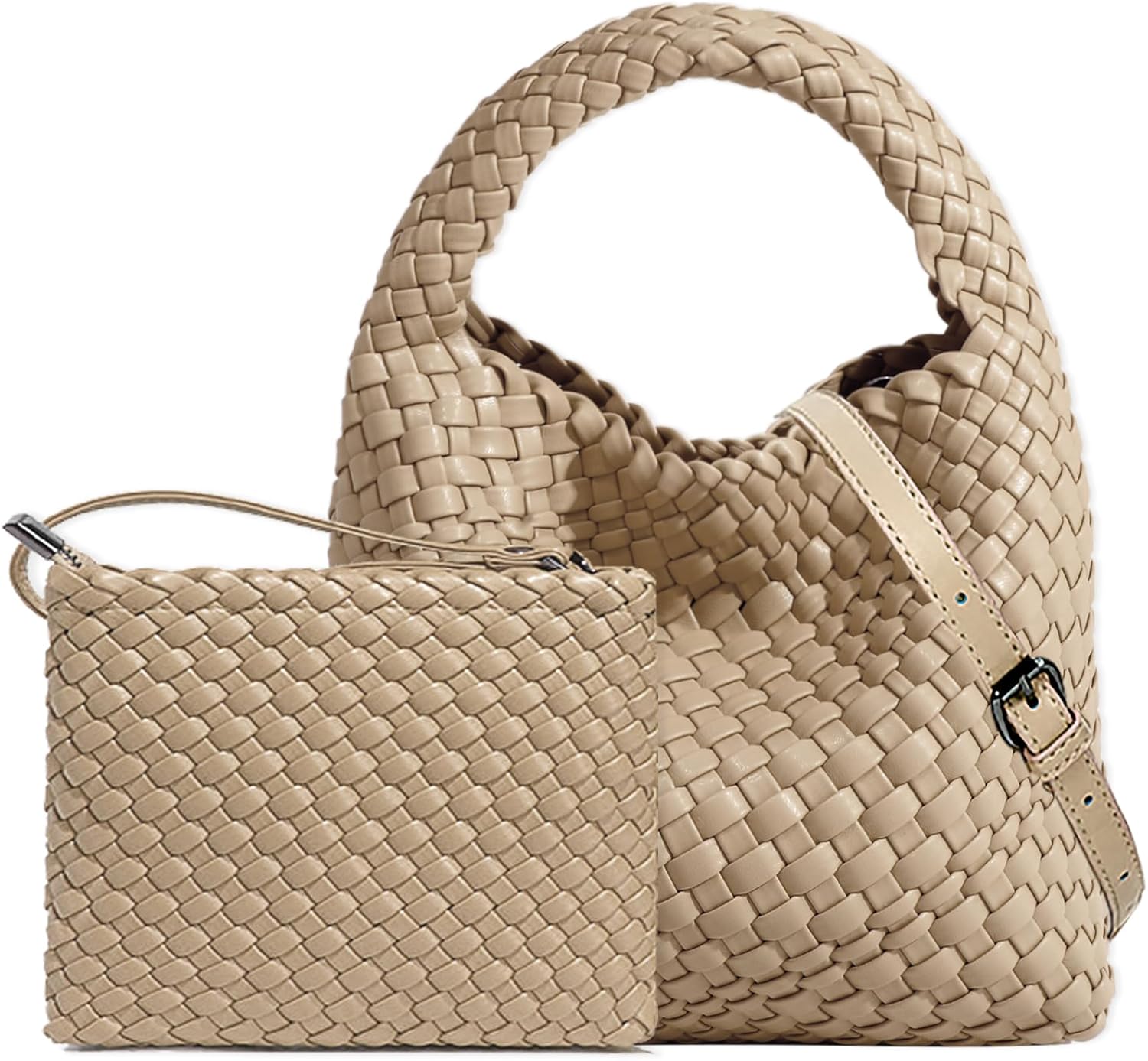 JINMANXUE Small Woven Bag for Women Cute Hobo Tote Handbag Mini Clutch Purse Vegan Leather Crossbody Shoulder Handmade Bags