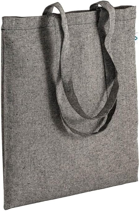 Shopper in cotone riciclato 190 g/m2, manici lunghi e soffietto