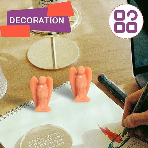 Miniatura 9 de QINJIEJIE Figura de ángel de cristal de obsidiana negra de 3 pulgadas, decoración de ángel de la paz curativa, estatua de guardián pulida, estatua