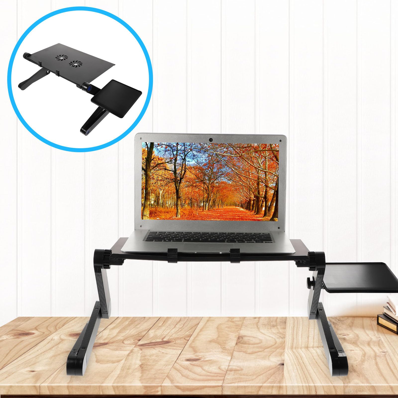 Mipcase Soporte Ordenador Portátil Multifuncional de Aleación de Aluminio con Ventiladores de Refrigeración Plegable para Laptop Soporte Práctico y Ajustable para PC para Vídeo