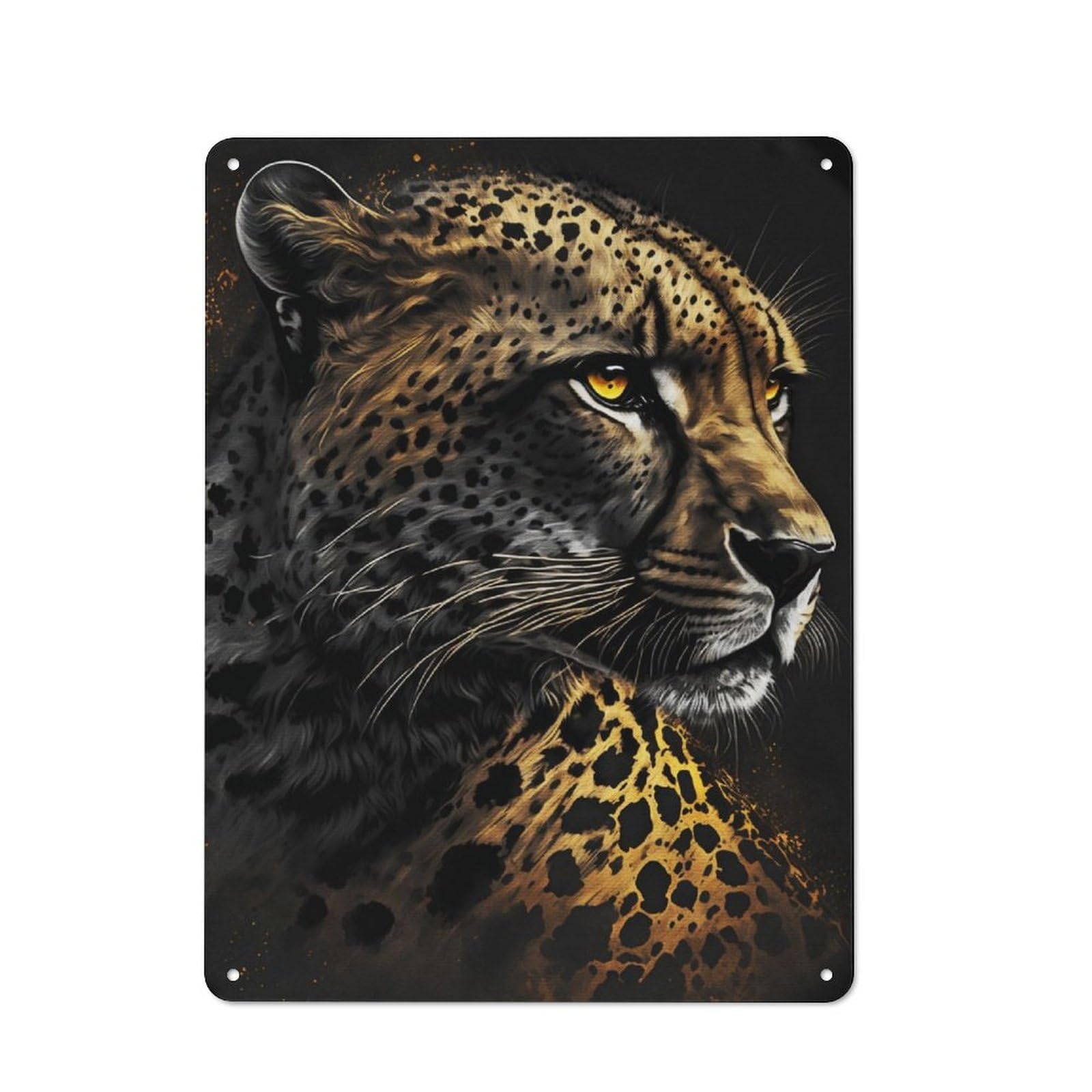 Junmoney Black Cheetah Vintage Tin Wall Plaque 40X30cm For Workshop Wall, A Decorative Christmas Gift For Makers And Diy Enthusiasts