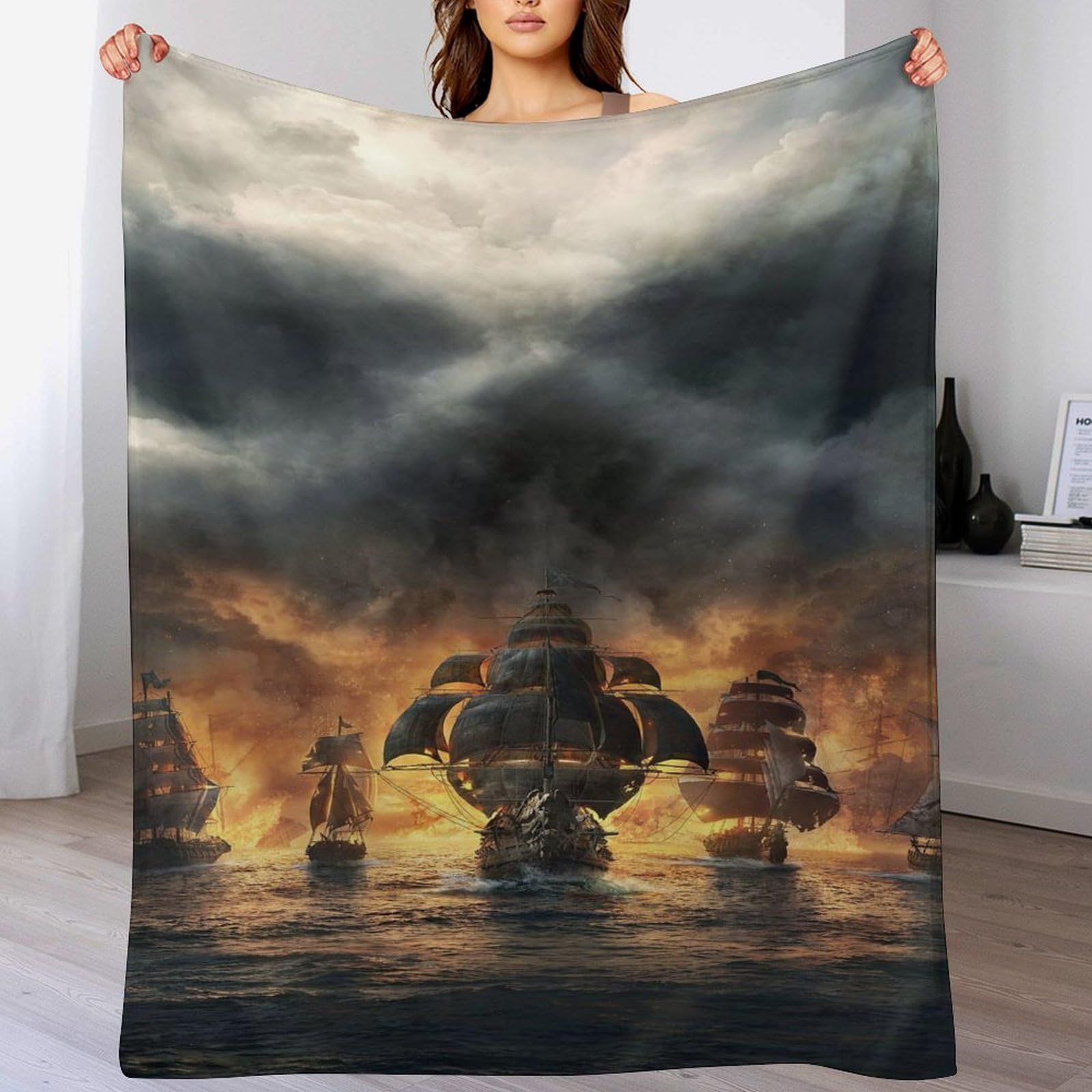Manta de franela suave y duradera con diseño original de pirata