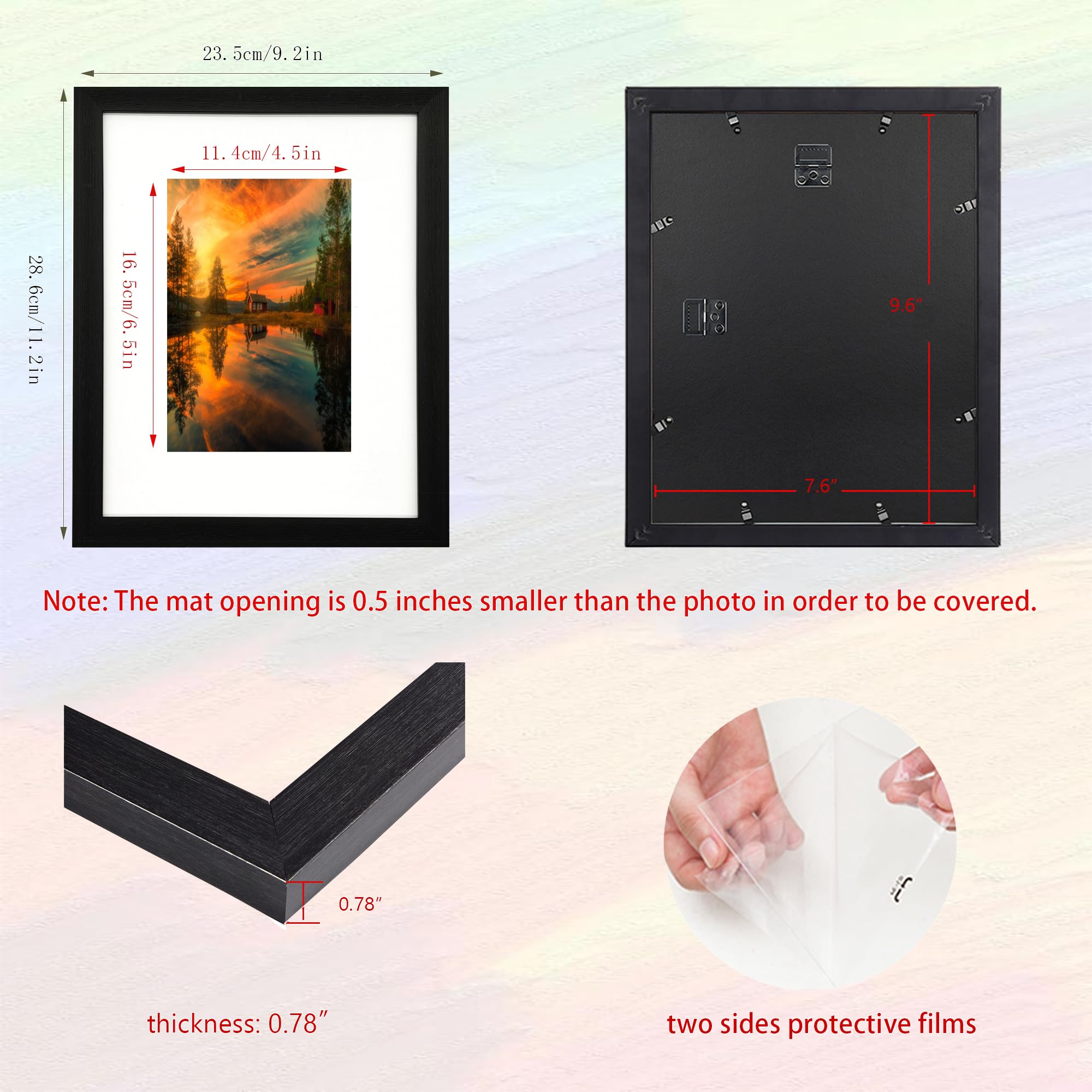 8 x 10 (20,3 x 25,4 cm) ramka na zdjęcia galeria ramka na zdjęcia z matą 5 x 7, wolnostojąca i montowana na ścianie, czarna