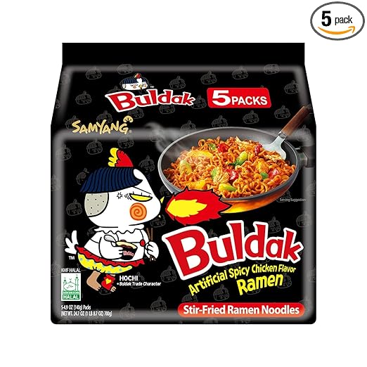 Samyang Fire Chicken (Buldak) Spicy Ramen, 140 grams (Pack of 5)