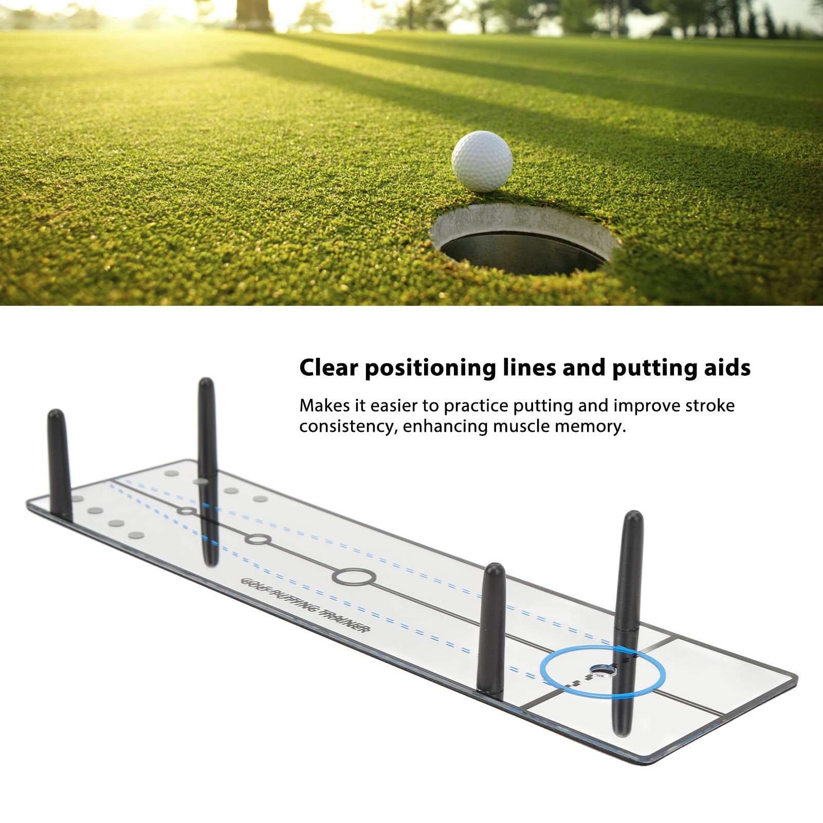 Echter Golf-Ausrichtungs-Putting-Spiegel, Ausrichtungs-Putting-Trainingshilfen, kratzfeste Acryloberfläche mit tragbarer Tragetasche für das Training zu Hause