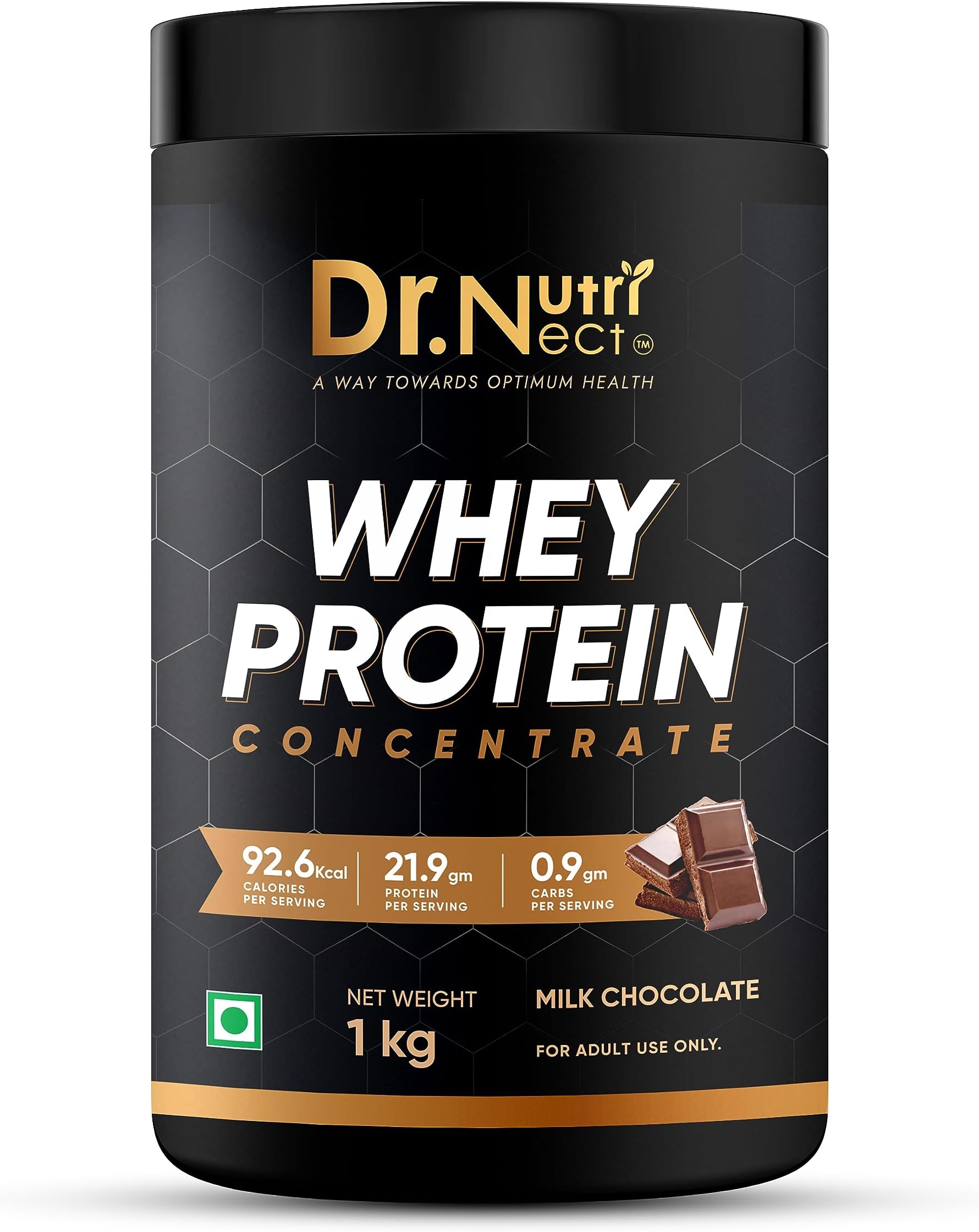 Dr.Nutrinect Whey Protein Concentrate | 21.9g Protein | Muscle Building & Recovery Faster Absorption | Boosts Stamina | Chocolate Flavor, 1 kg (Pack of 1)