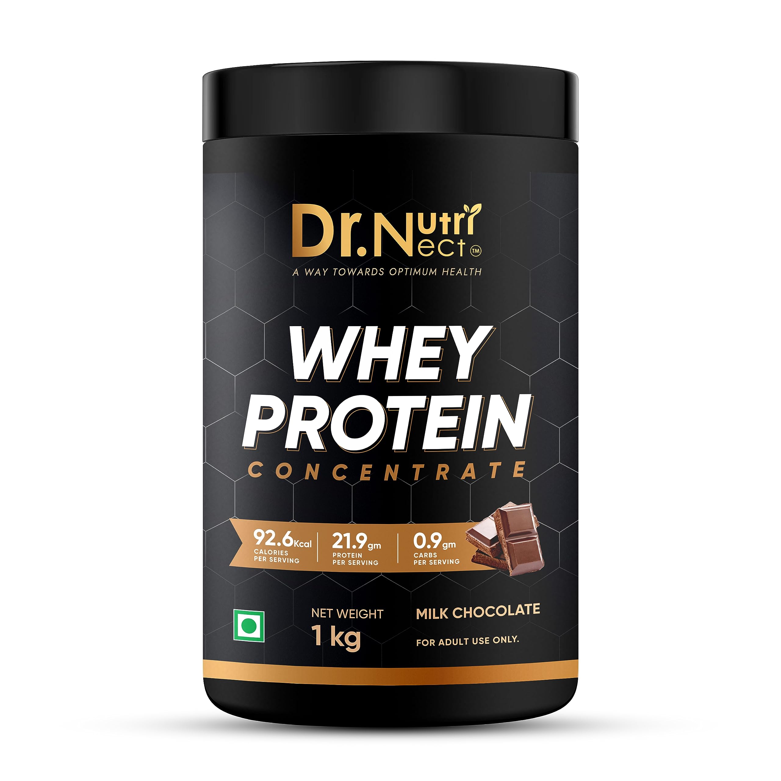 Dr.Nutrinect Whey Protein Concentrate | 21.9g Protein | Muscle Building & Recovery Faster Absorption | Boosts Stamina | Chocolate Flavor, 1 kg (Pack of 1)