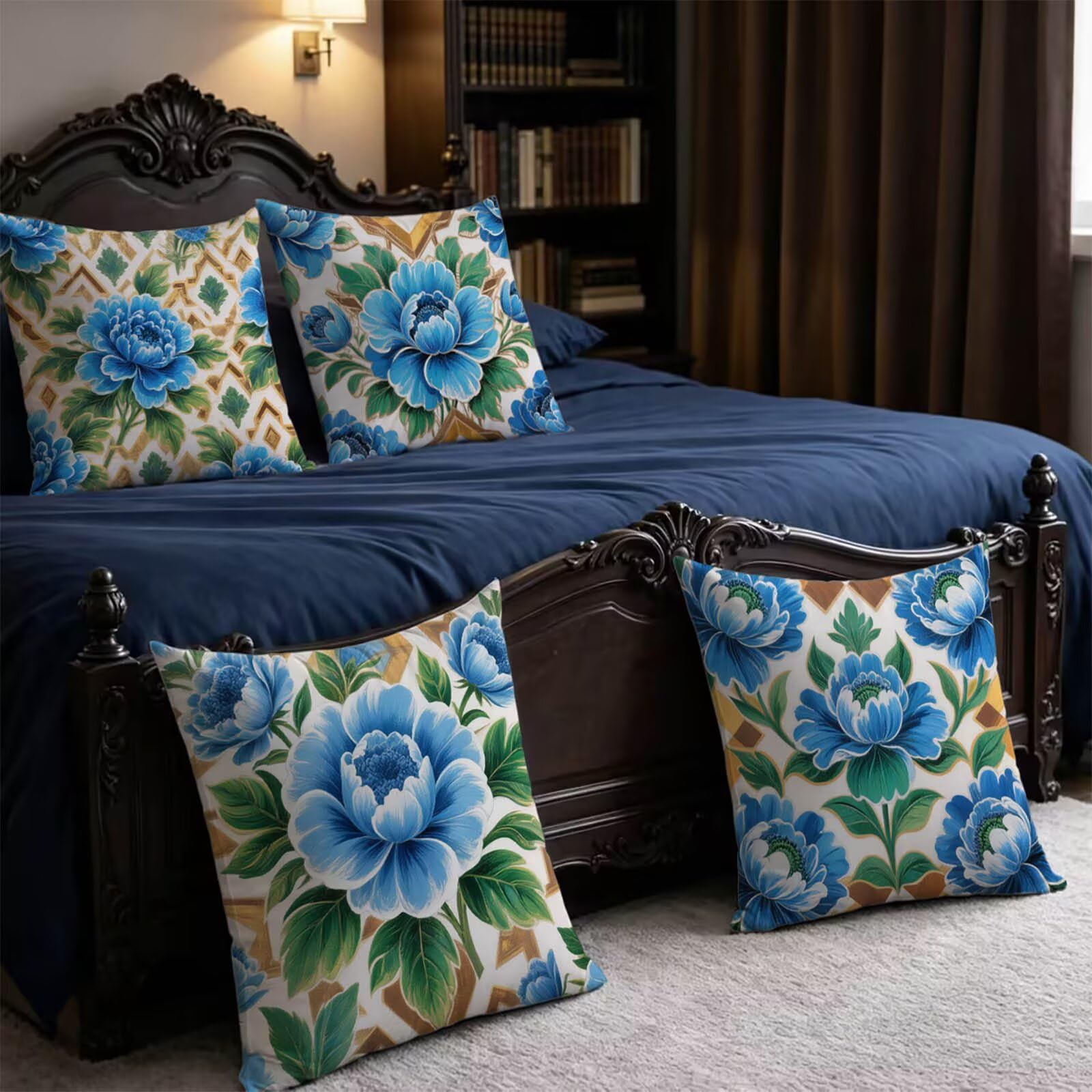 Blue-Brown Outdoor Kissenbezug 55x55cm 4 Pack Kopfkissenbezug THDZ-2988