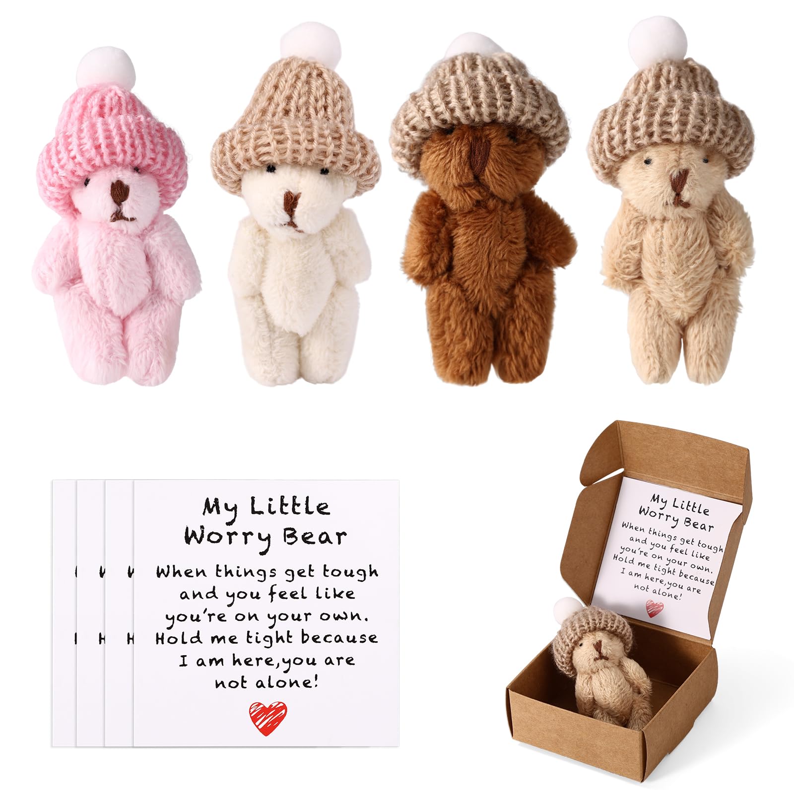 Lot De 4 Peluches Mini Pet Lotto 1:12 - Ours Et éléphant Cuisine - Fait Main