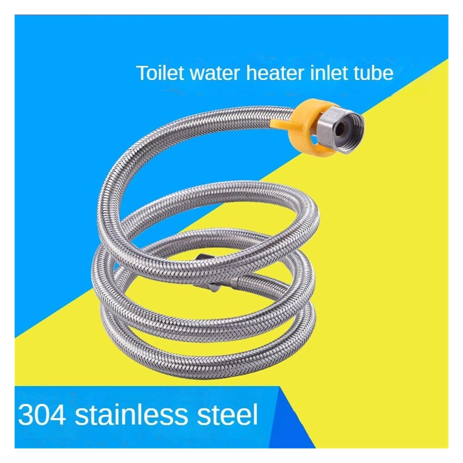 Manguera trenzada de acero inoxidable 304, calentador agua for el hogar, grifo inodoro, tubo entrada caliente y fría, Metal DN15A(200cm)