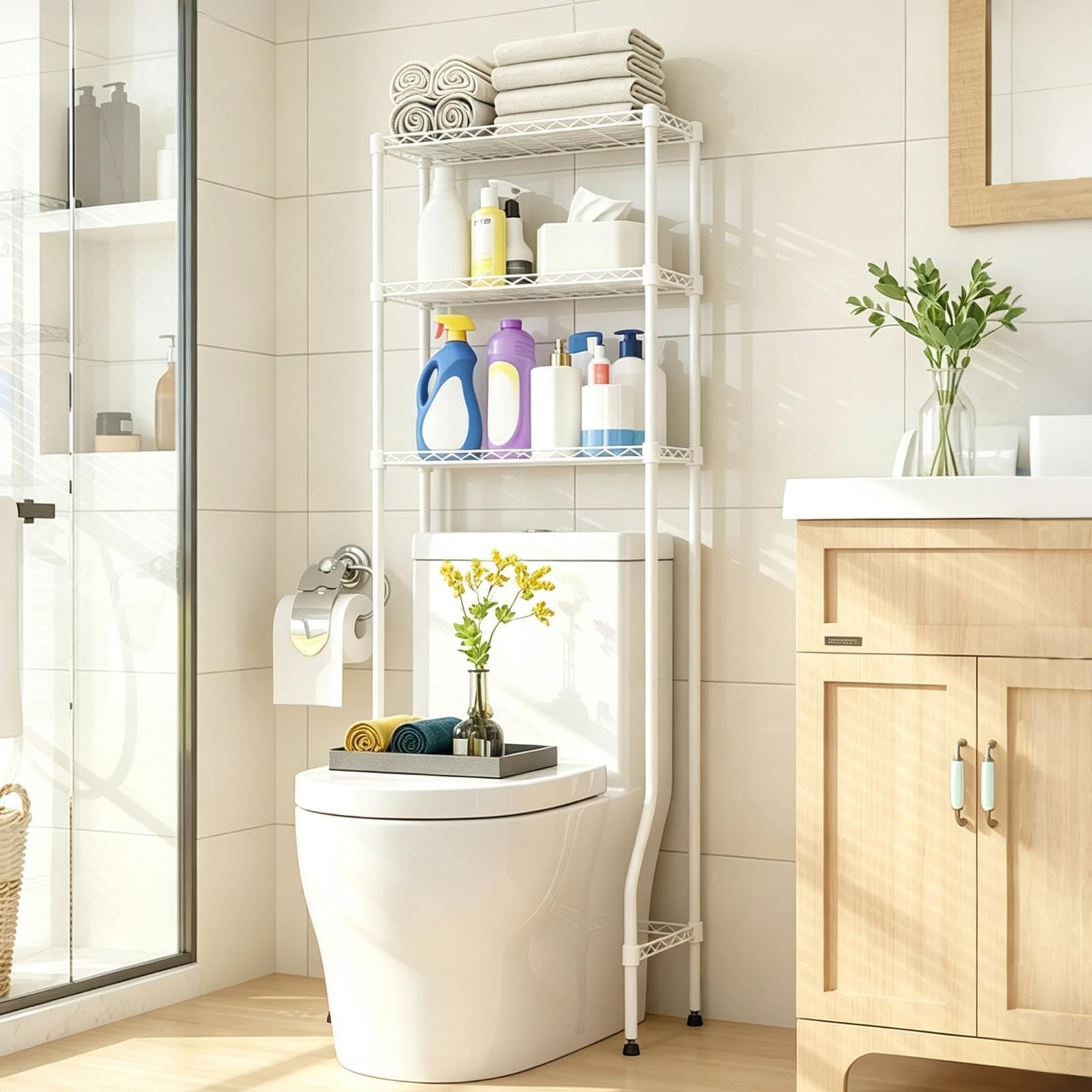 Generico Mobile Lavatrice Sopra Il WC, Mensole Portaoggetti Dietro Il WC