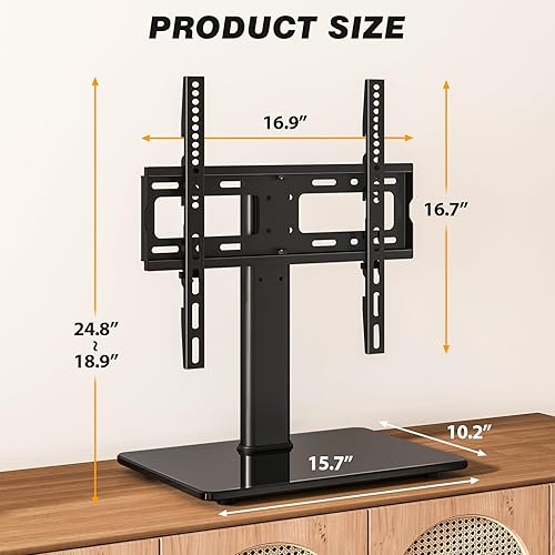 Miniatura 6 de 5Rcom Universal Swivel TV Stand for 27-60 inch Curved/Flat Screen TVs, Table Top TV Base Replacement Holds up to 88 lbs, Height Adjustable TV Stand