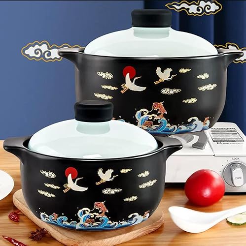 Miniatura 5 de Cazuela de estofado de gas de gran capacidad, resistente a altas temperaturas, cazuela de sopa para cocinar gachas de avena Estufa de gas doméstica