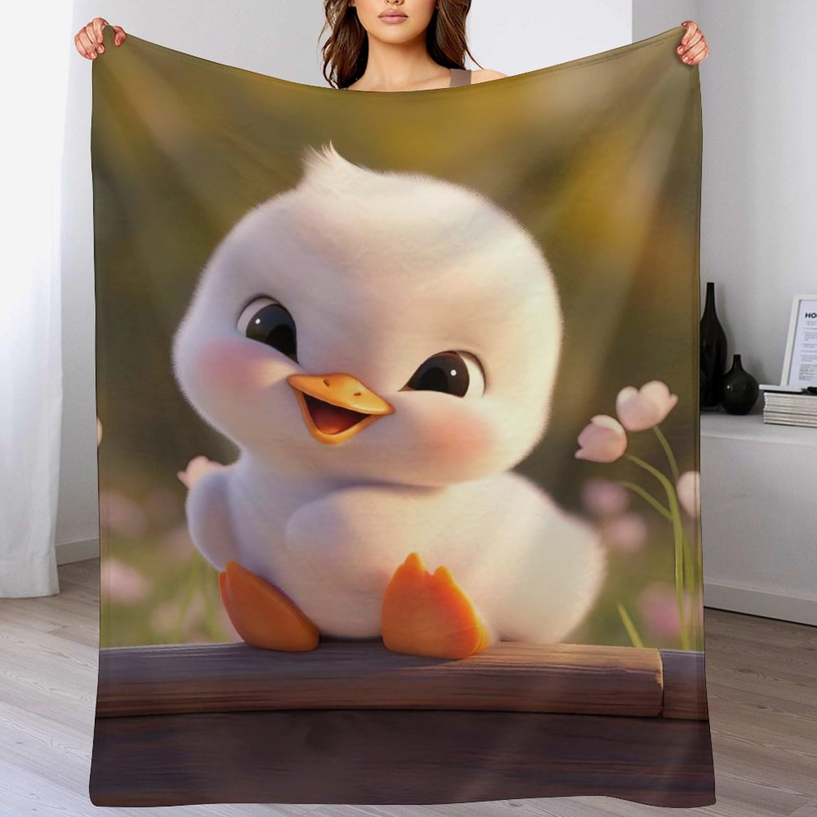 Couverture polaire flannel canard 3D anti-peluche plaid léger pour canapé et lit d'appoint