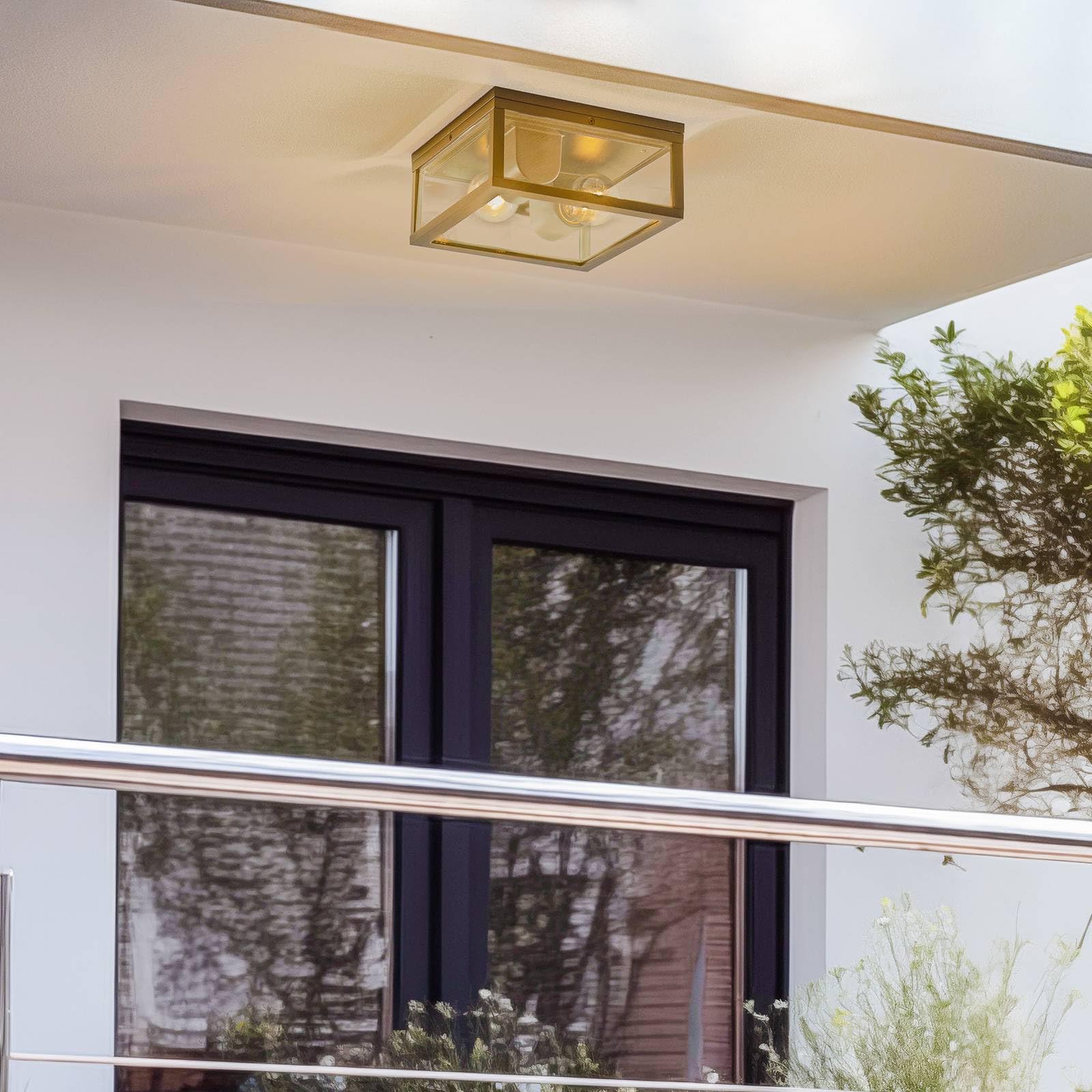 Lindby Plafonnier Kremena à intensité variable Noir Aluminium 2 lampes E27 saillie
