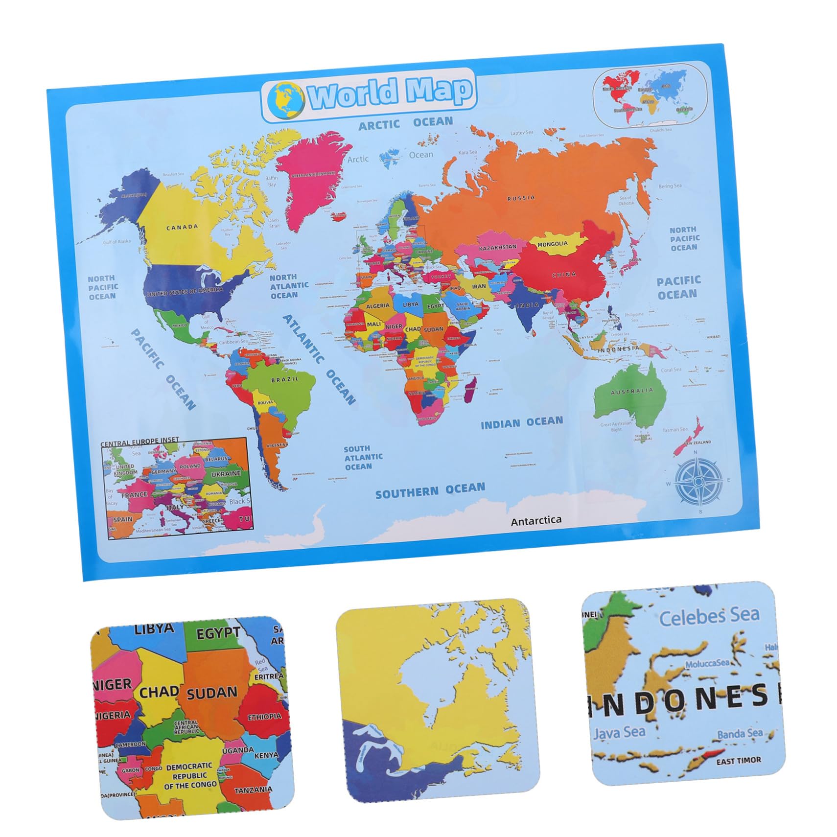 STOBOK 4blätter Weltkarte Für Mädchen Lernposter Geografischen Dekorativ Und Strapazierfähig Geeignet Für Kindergarten Schule Und Zuhause Zufälliger Stil