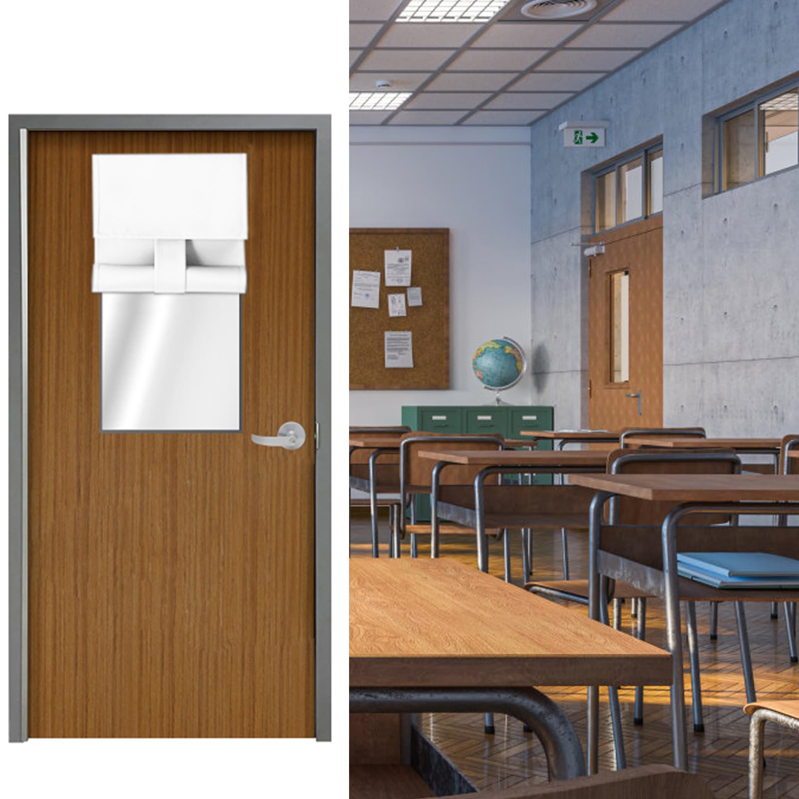 Maritown Classroom Door Window Curtains 1 Panel No Drill Blackout Privacy French Door Blinds Front Door Curtain Stick on Shades for Patio Door Backdoor Classroom Glass Door Window Cover - Image 4