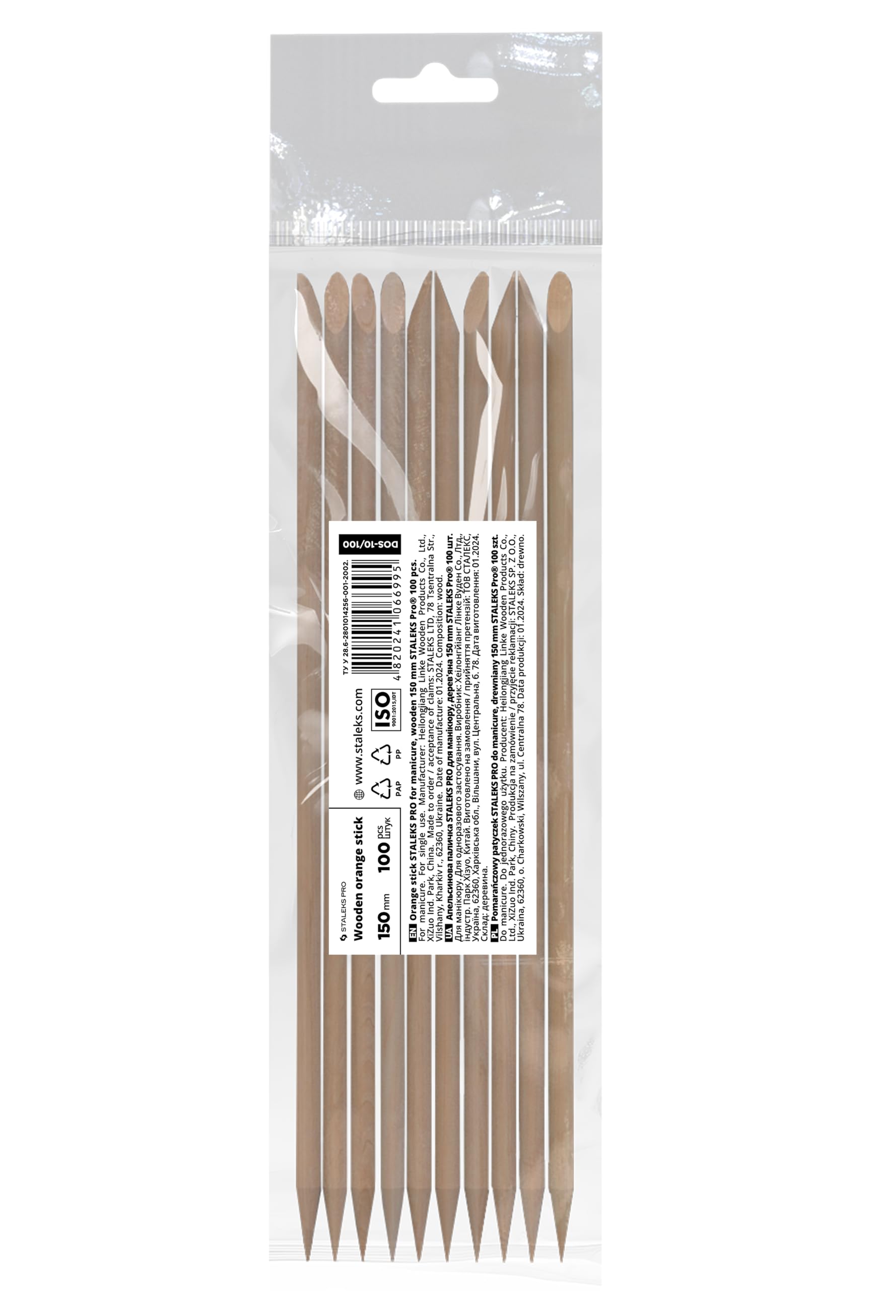 STALEKS Pro by Natury Nails Lot de 10 bâtons en bois d'oranger 15 cm pour manucure, pédicure, nail art et travaux manuels.
