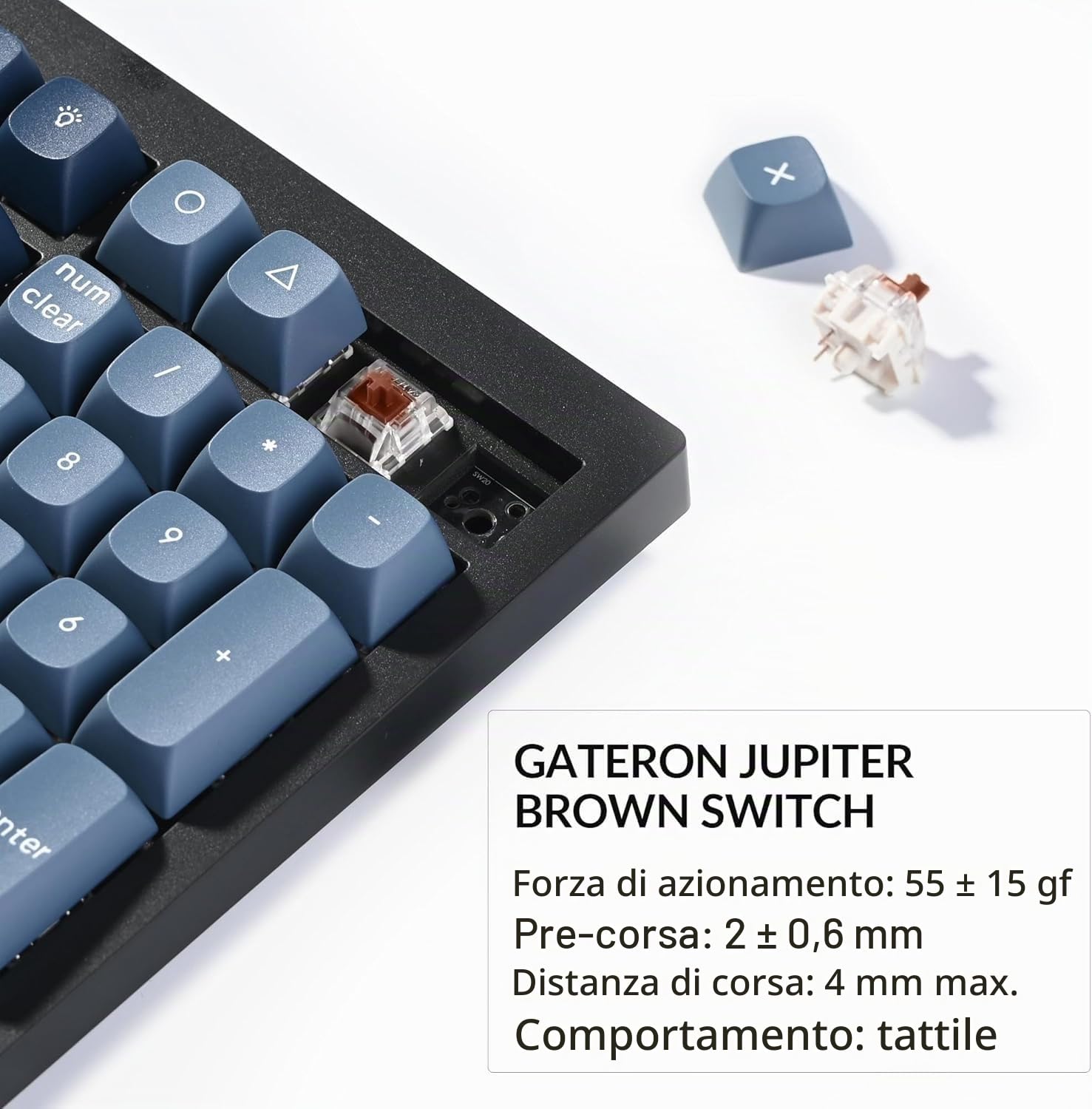 Keychron V6 Max Tastiera meccanica Wireless, 2,4 GHz/Bluetooth/USB-C 3 modalità di retroilluminazione RGB QMK/VIA Macro programmabile, tasti PBT Hot-Swappable per Mac Windows Gateron Jupiter Brown