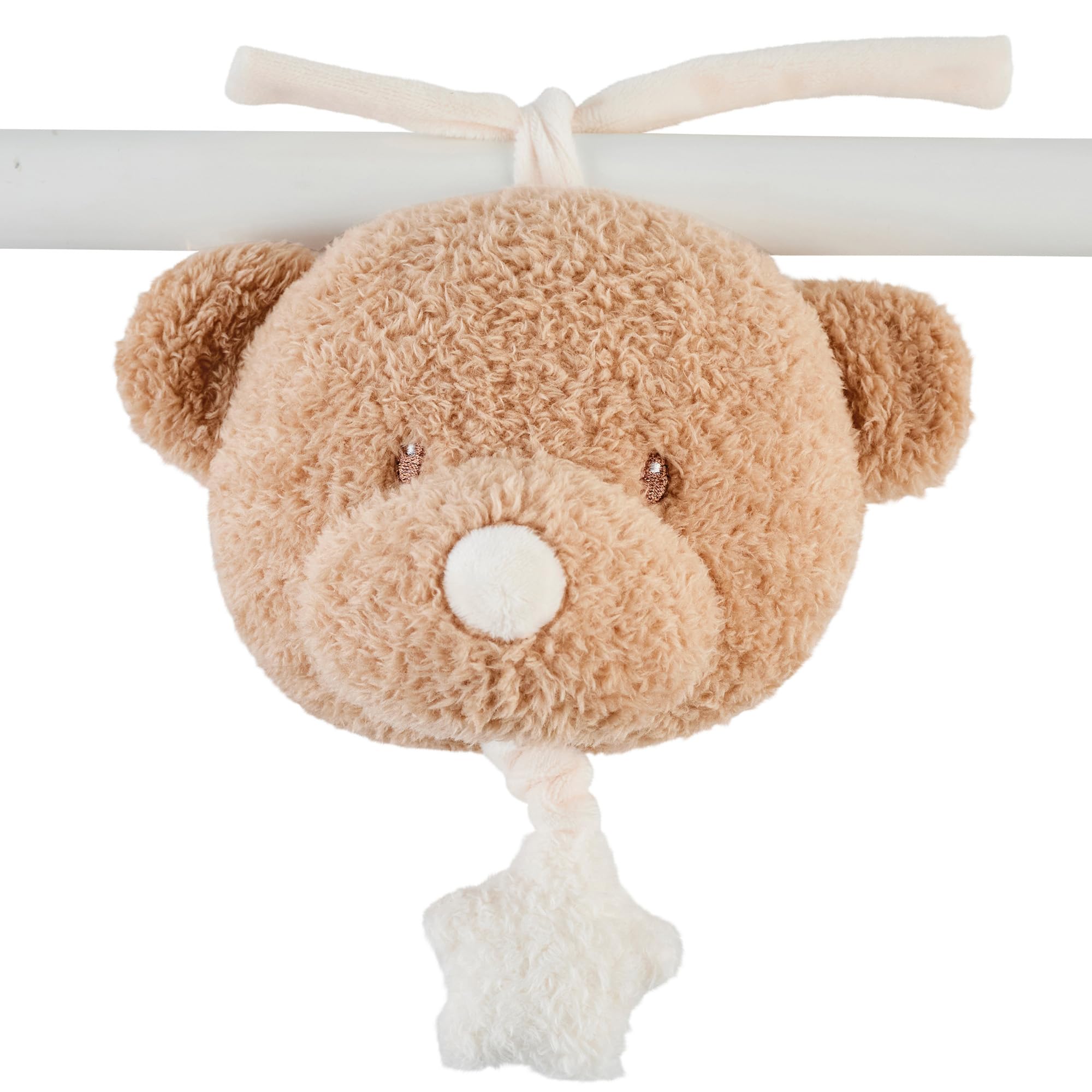 Nattou Musical Cuddly, Built-In Music Box, No Batteries Needed, Relaxing La-Le-Lu Melody, Huggable Sleep Soother, Activity Hanging Toy for Cot/Pram/Car Seat, Hand Washable, 16 cm, Caramel Bear