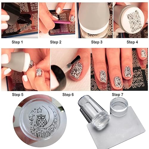 Miniatura 5 de LoveOurHome Kit de placa de estampado de uñas, diseño de letras de mariposa, encaje, geometría, floral, plantilla, plantilla, sellos, placa,