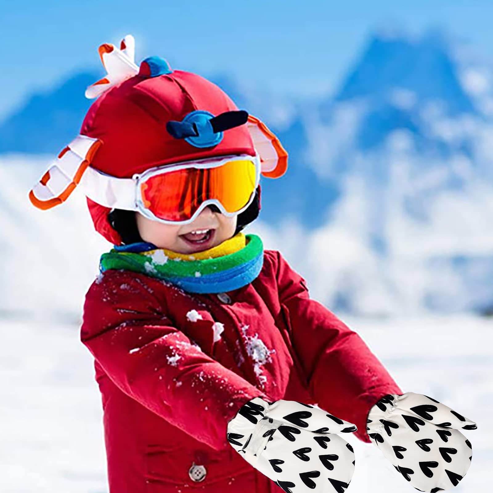 URFEDA Guanti Da Sci Per Bambini, Invernali, Per Snowboard, Antivento, Impermeabili, Caldi, Spessi, Freddi, Per Ragazzi E Ragazze, Snowboard, Per Attività All'aria Aperta, 11-16 Anni