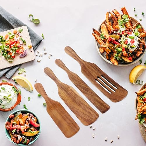 Miniatura 3 de PRETYZOOM 1 Unidades 4 unids ensalada mezcla espátula bambú freír pizza regalos utensilios de cocina de madera espátula de madera para servir