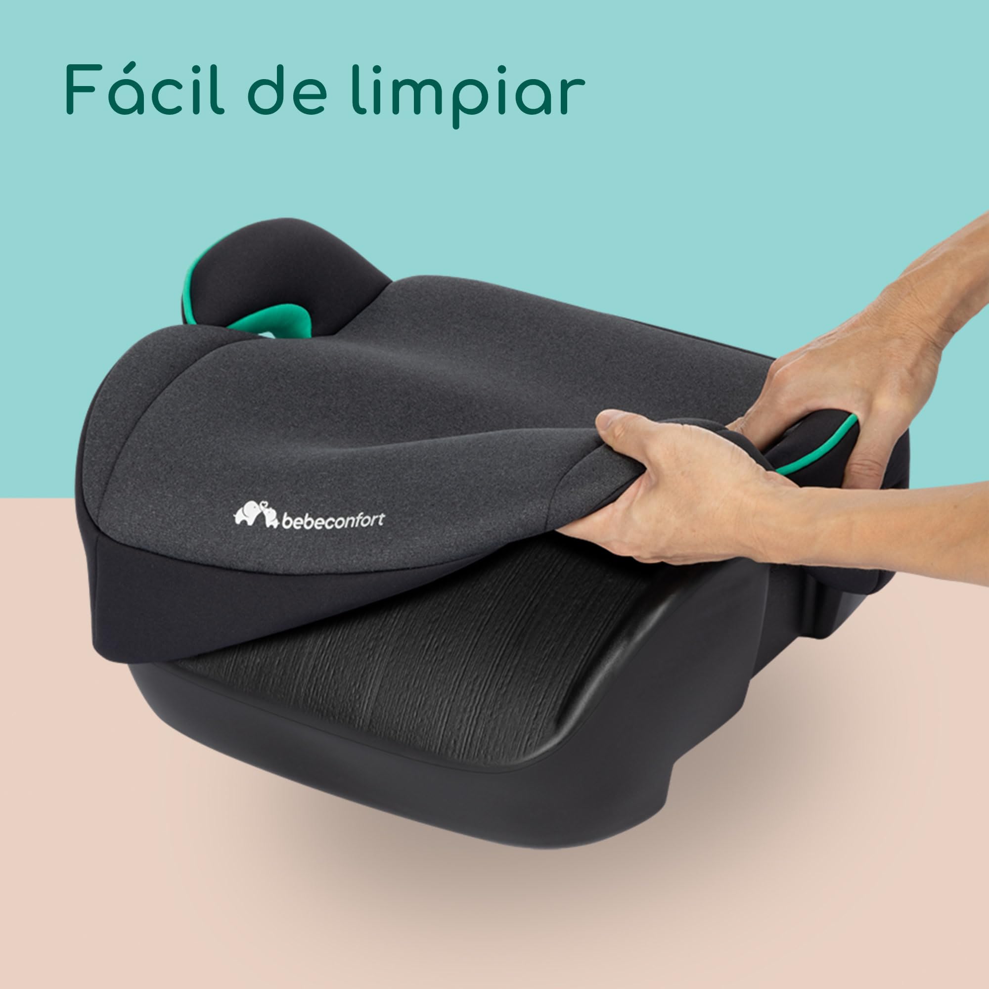 Bebeconfort Manga i-Safe, Asiento Elevador Coche, 6-12 Años, 128-150 cm; Silla Coche, Compacto y Ligero (<1 kg), Fácil Instalación con Cinturón, Acolchado, Tejidos Suaves, Tinted Black — view 7