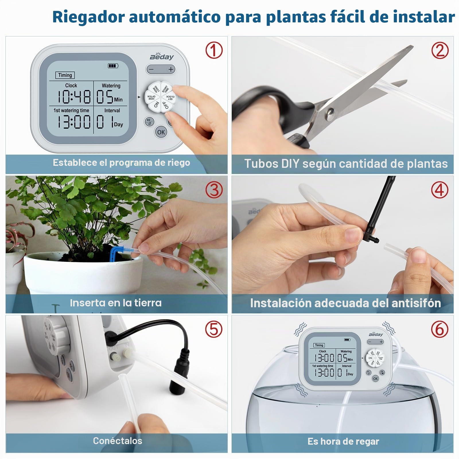 Kit de repuesto automático de riego para plantas para 15 plantas en maceta, juego de expansión de accesorios para riego automático por goteo programable, dispositivos de temporizador de riego