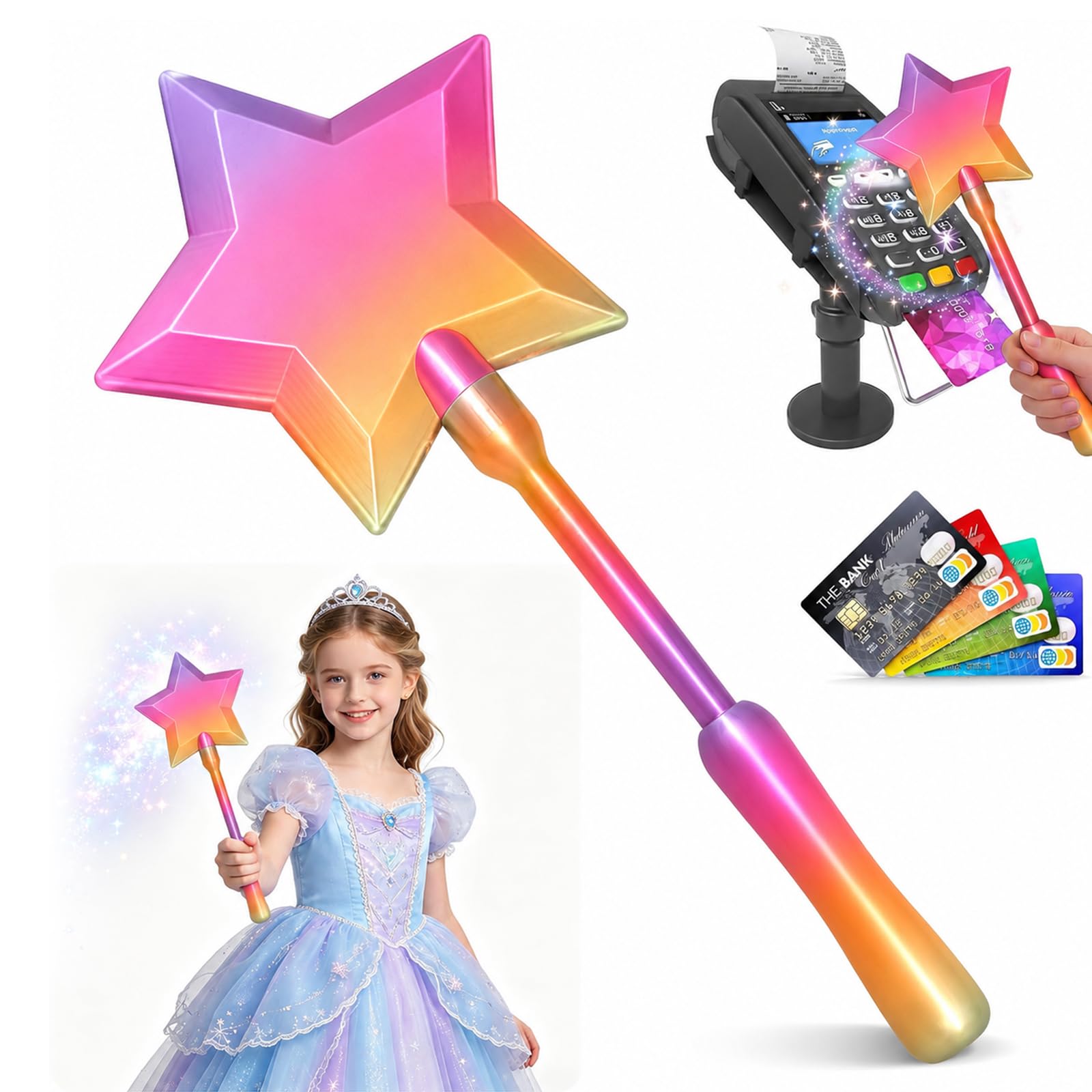 Kynoz Contactless Payment Wand, Rainbow Star Tap-to-Pay Credit Card Holder