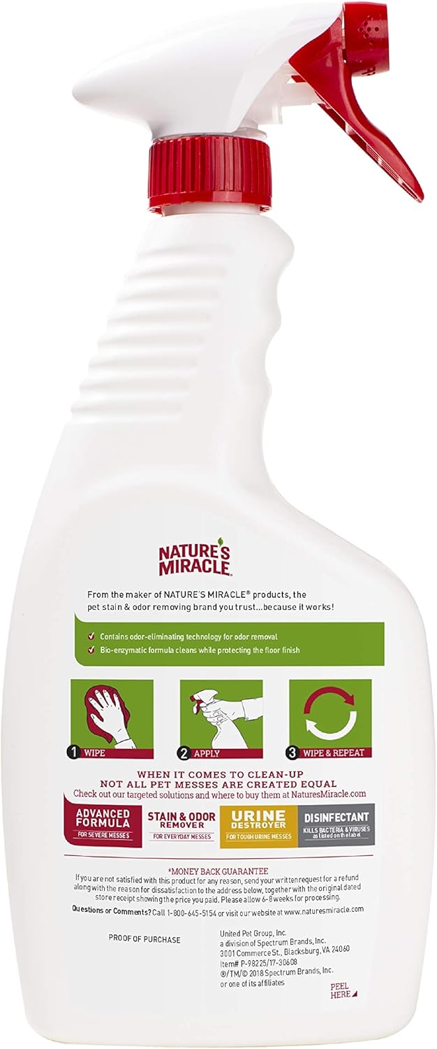Nature’s Miracle Hard Floor Cleaner, Dual-Action Stain & Odor Remover, Protects Natural Floor Finishes, 24 oz : Health & Household