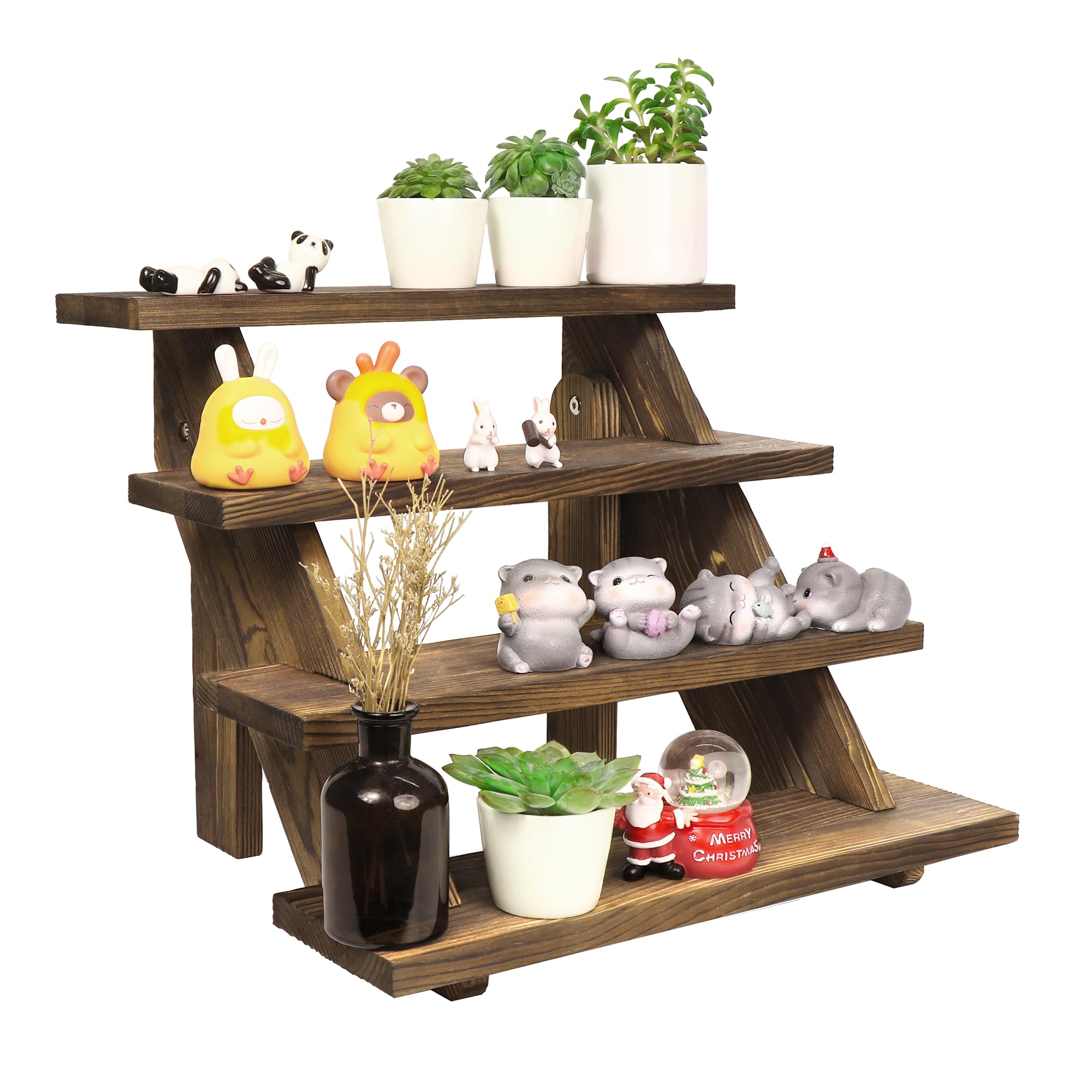 LadyRosian 4 Tier Wooden Display Stand, Riser Cupcake, Table Display Stand for Vendors, Wooden Risers Displaying Jewelry, Best Gifts for Home Decoration and Cake Display for The Party