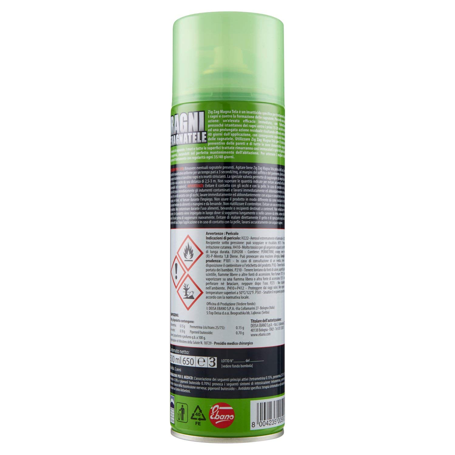 ZIG-ZAG Insetticida Ragni Magnatela Alta Residualità 500 ml