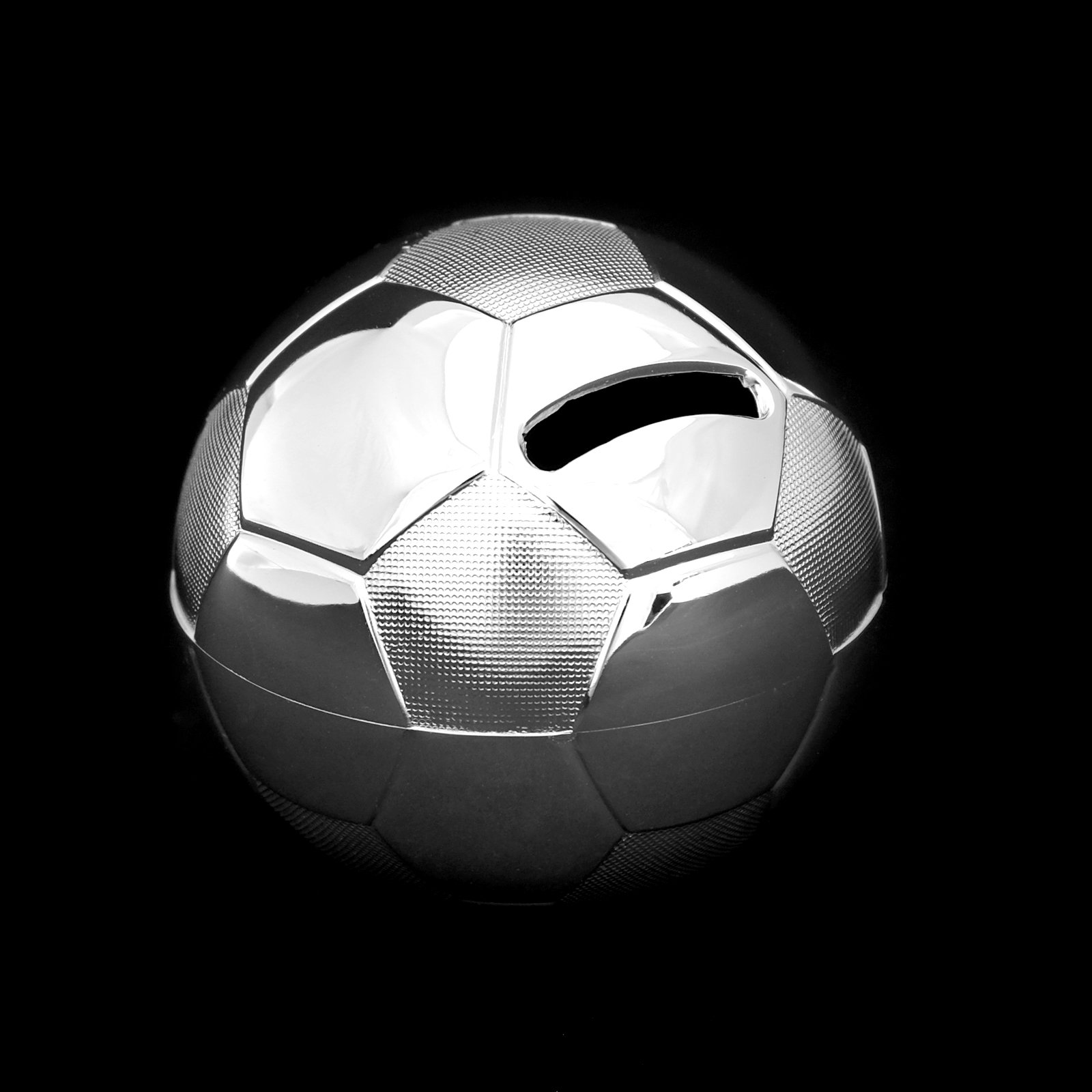 Zilverstad Spardose Fußball 8,5x8,5x8cm versilbert (Gravur bis 15 Zeichen)